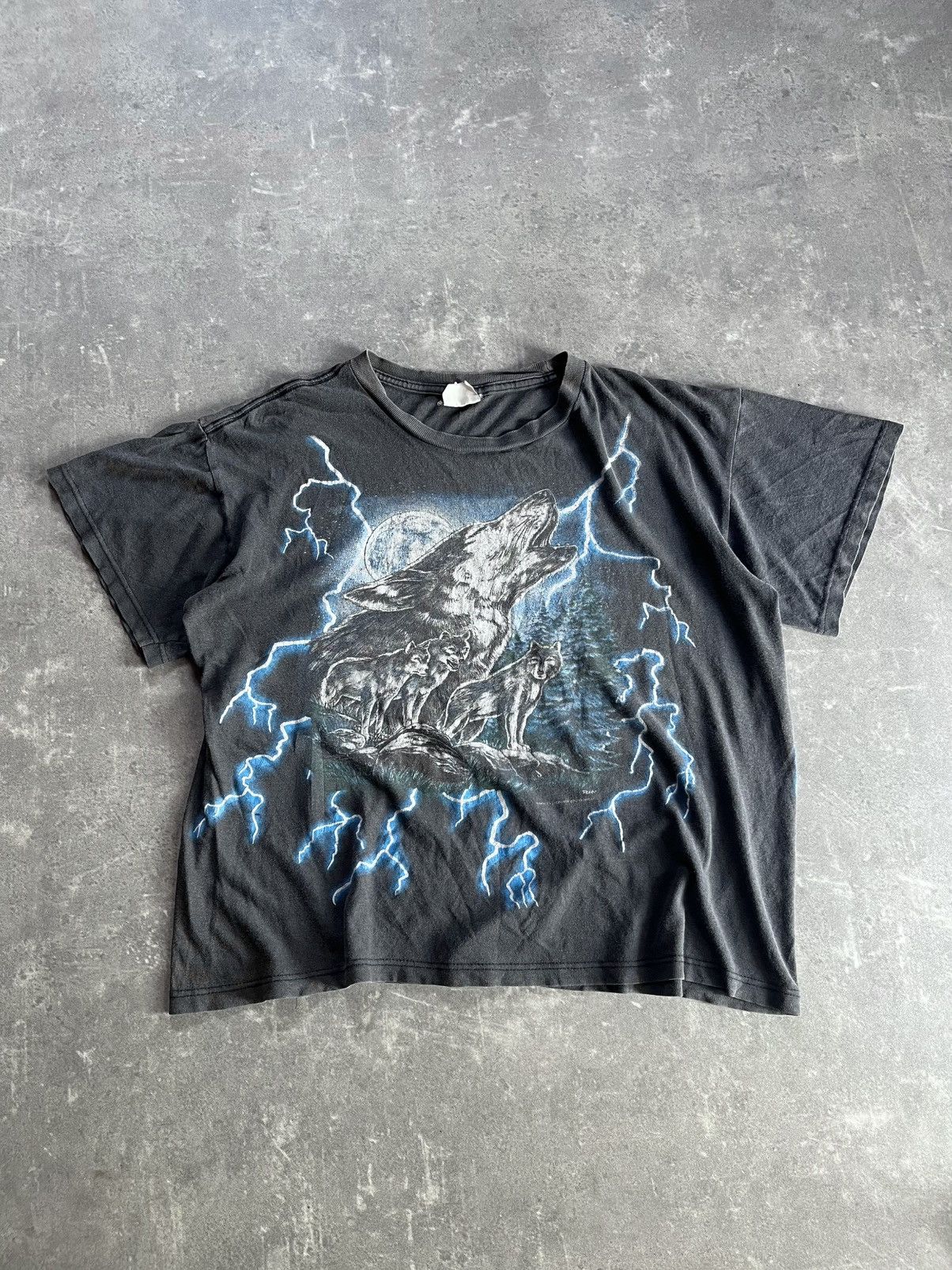 Vintage USA American Thunder Vintage AOP Wolves Pack Tee M L Size US L / EU 52-54 / 3 - 1 Thumbnail