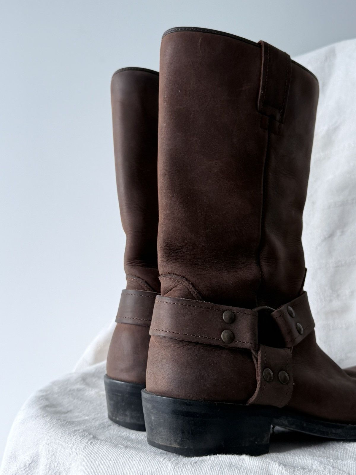 Cowboy Equipment Vintage Rodeo Cowboy Western Biker Leather Boots Size US 6.5 / EU 39-40 - 3 Thumbnail