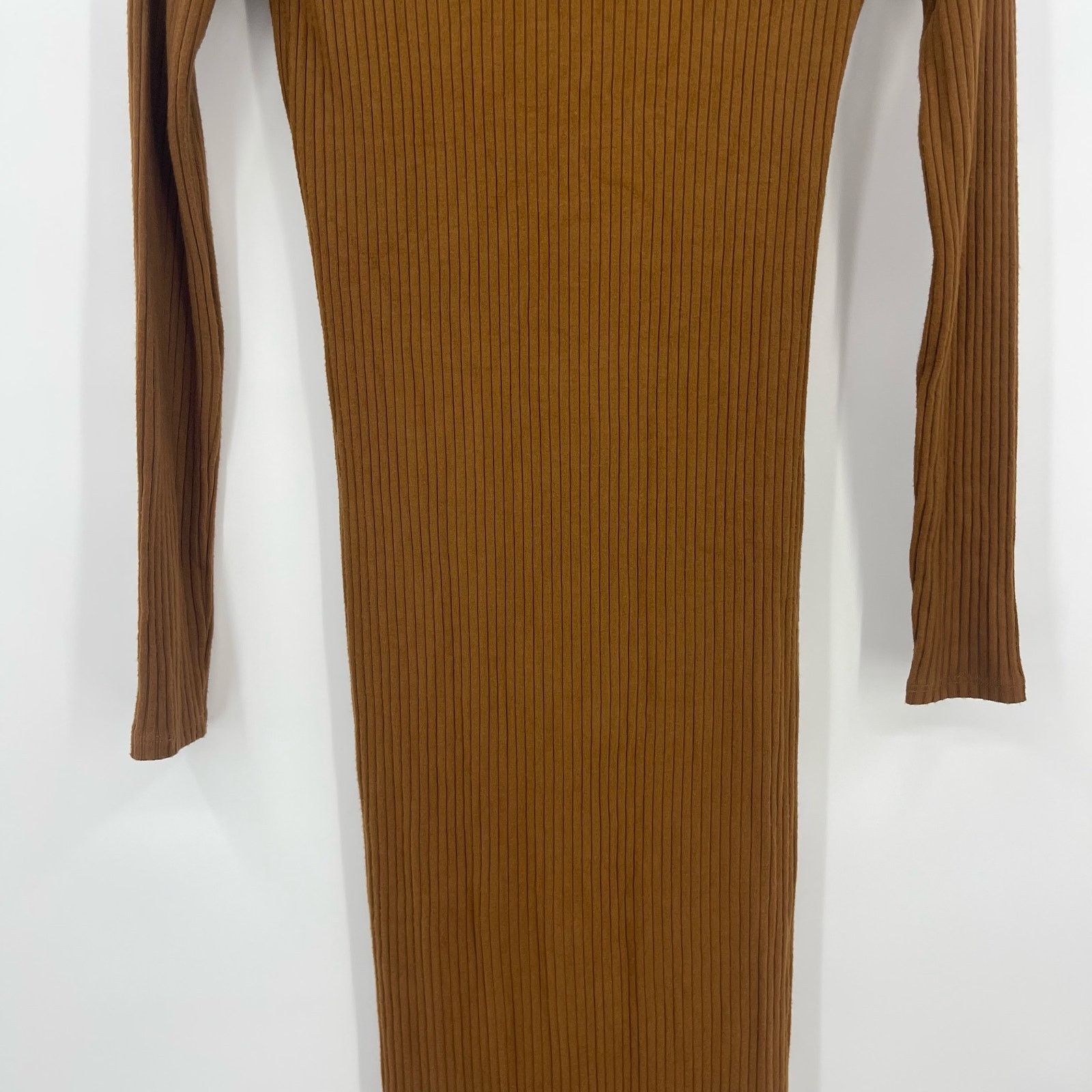 Enza Costa Enza Costa | Rib Long Sleeve Step Hem Dress Cognac S Size S / US 4 / IT 40 - 8 Thumbnail