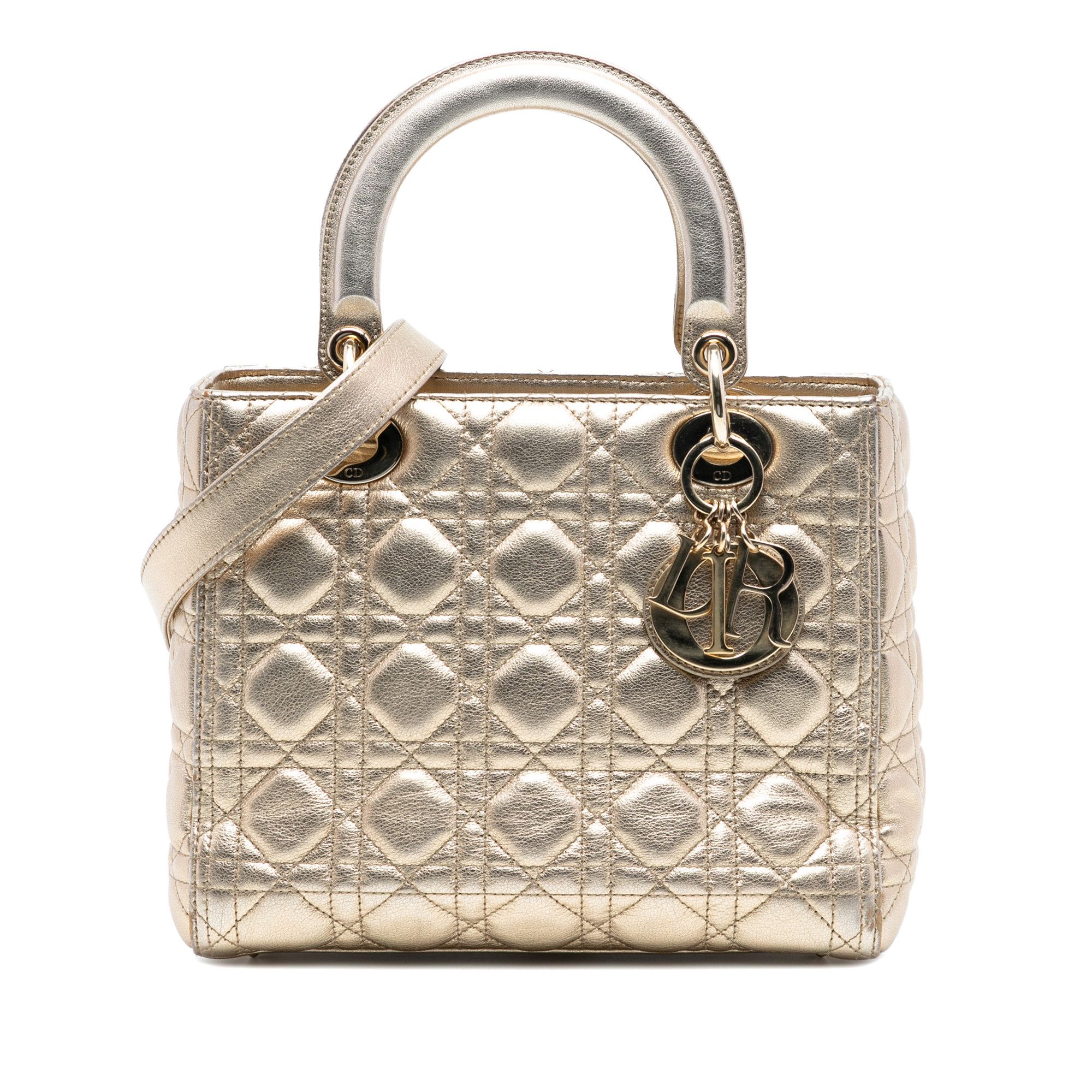 Dior Dior Medium Metallic Lambskin Cannage Lady Dior Size ONE SIZE - 1 Thumbnail
