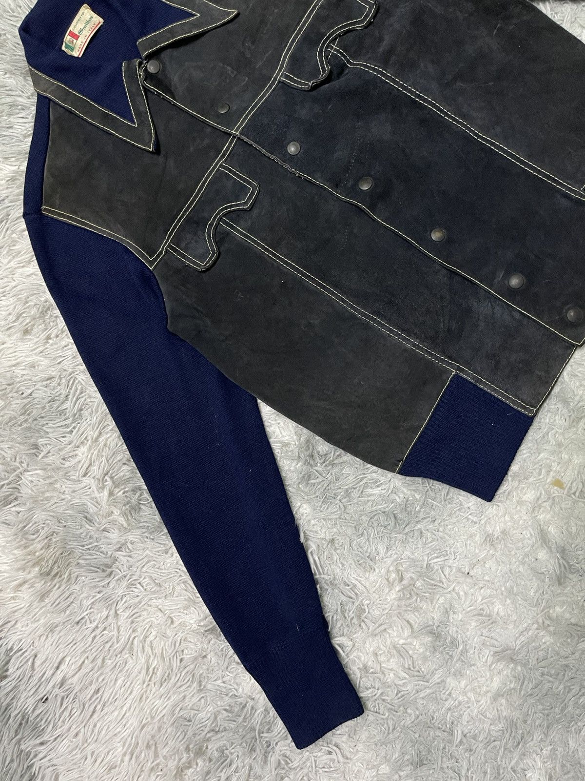 Vintage 70s SMITHS SUEDE LEATHER AND KNITWEAR RARE DESIGN Size US M / EU 48-50 / 2 - 4 Thumbnail