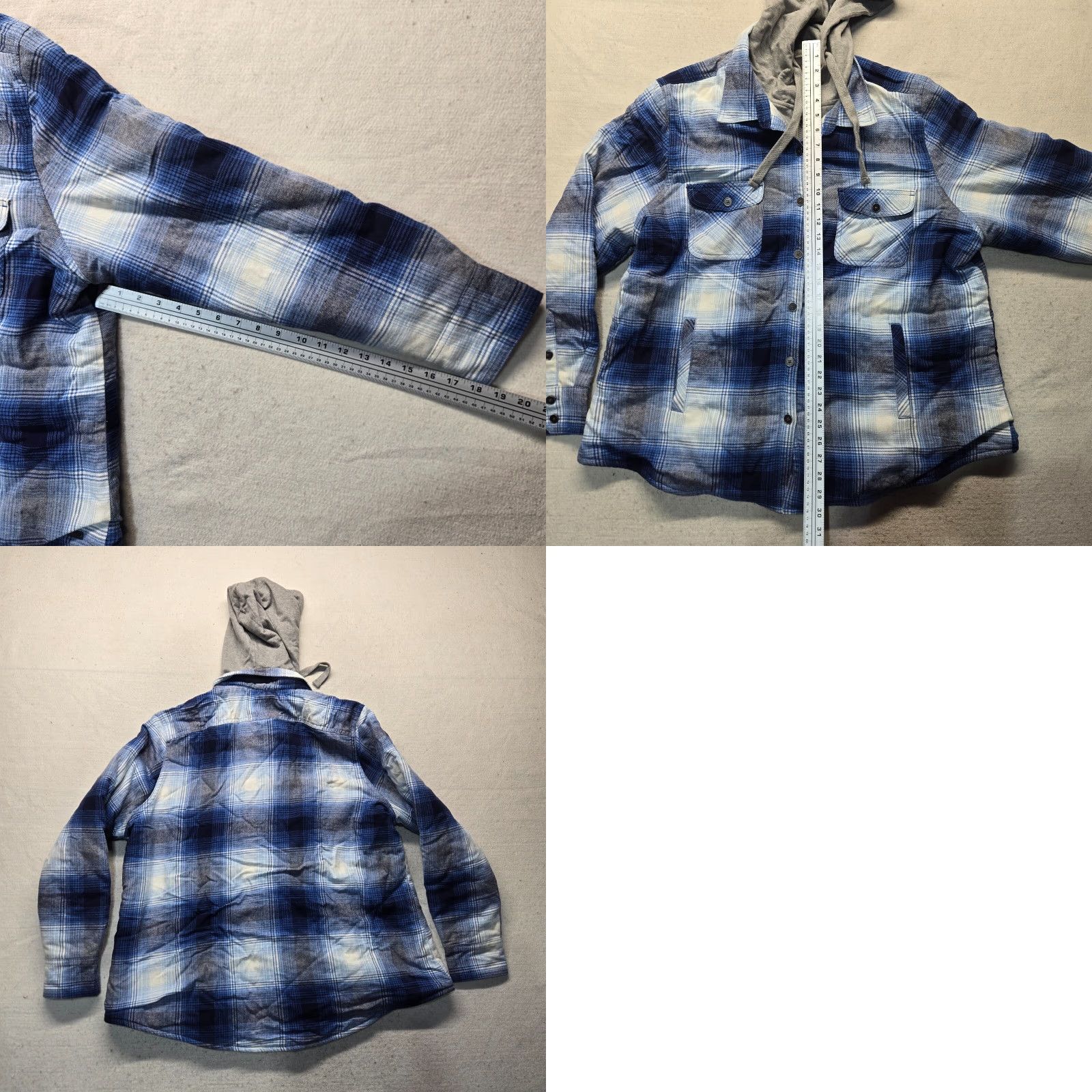 Vintage Natural Men's Blue Plaid Button-Up Jacket - Lined, Flannel, 2XL/XXL, Cotton, Casual, Regular Fit Size US M / EU 48-50 / 2 - 8 Thumbnail