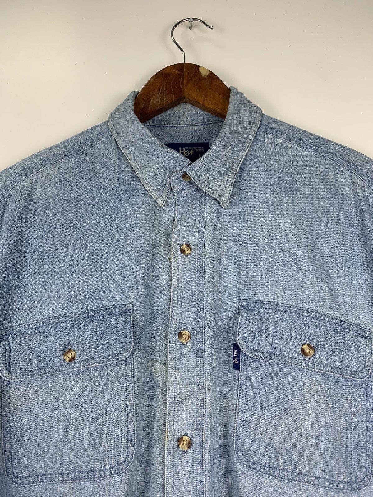 Japanese Brand × Vintage Vintage Be-Hot button denim shirt Size US L / EU 52-54 / 3 - 7 Thumbnail