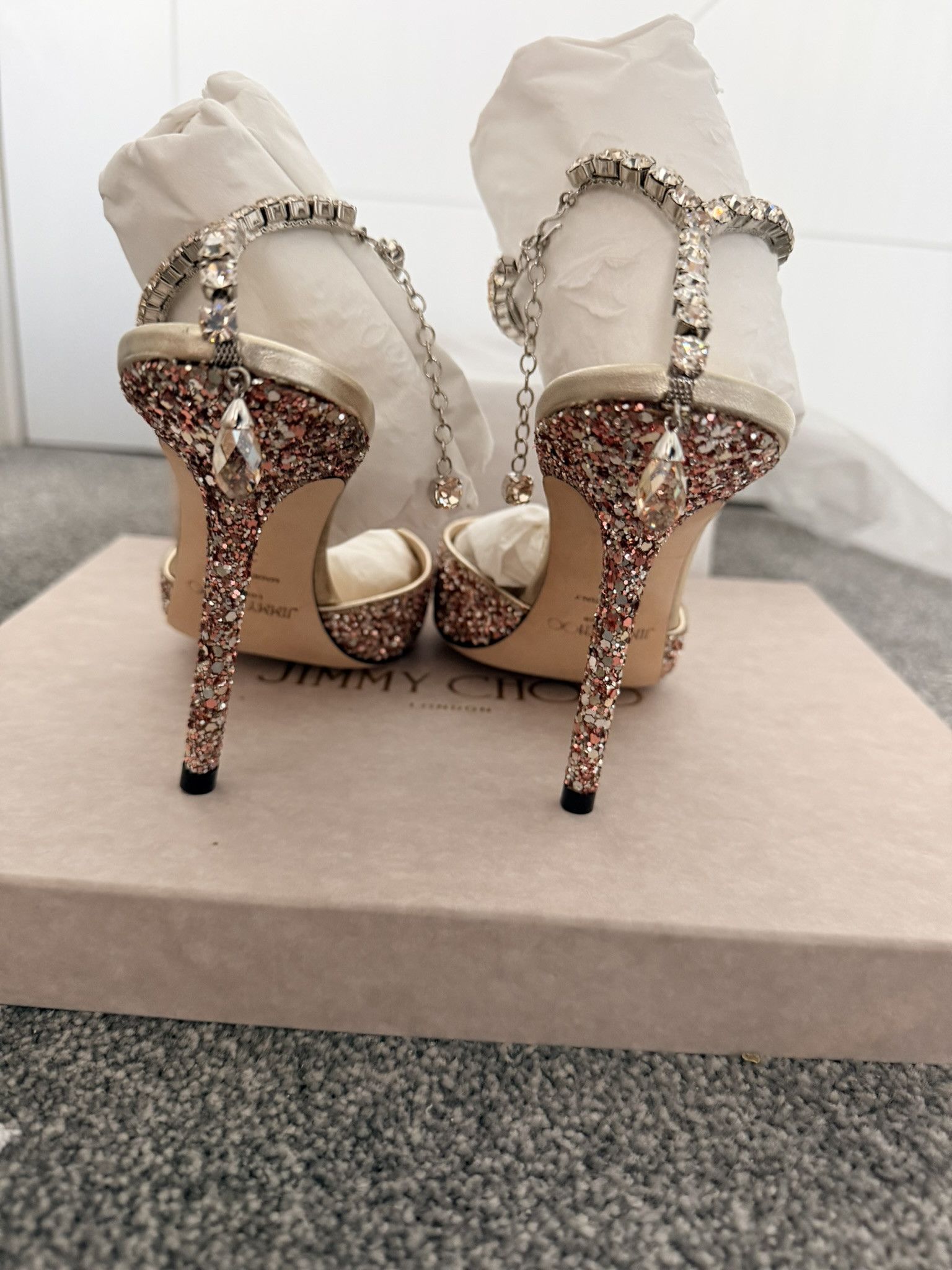 Jimmy Choo Jimmy Choo Saeda 38 Bao Rose Mix Crystal Honey Size US 8 / IT 38 - 5 Thumbnail