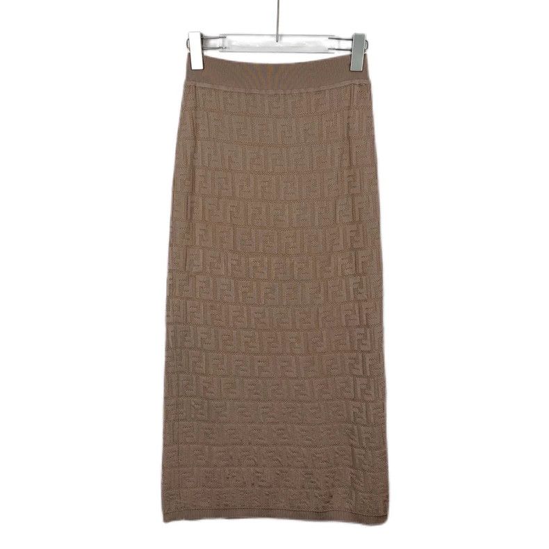 Fendi FENDI Beige flower patterned cotton knitted straight skirt Size 25" / US 0 / IT 36 - 1 Thumbnail