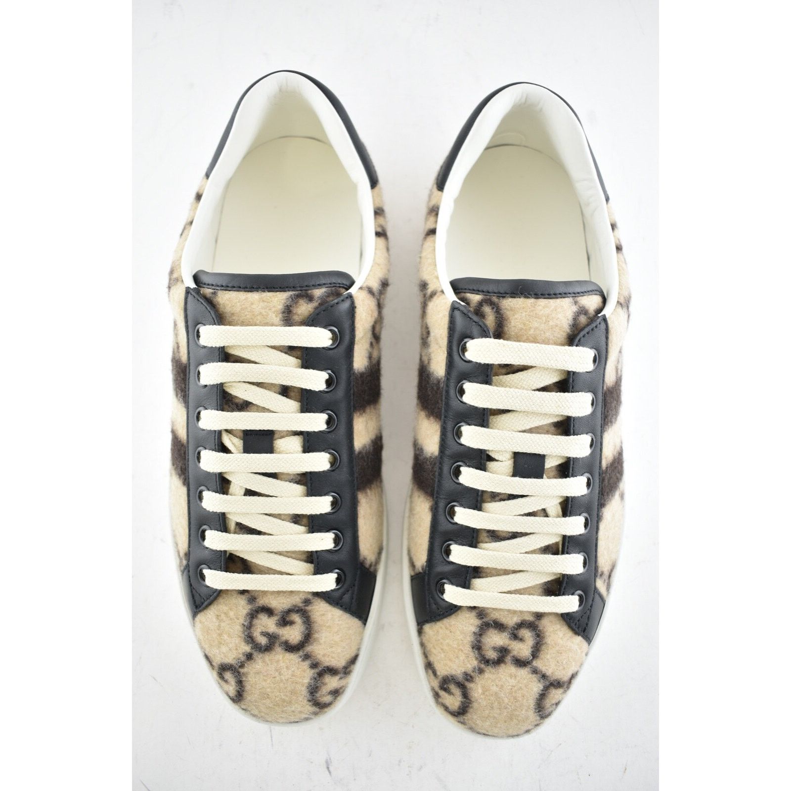 Gucci Gucci Mens New Ace Wool Brown Beige Black GG Logo Low Size US 8 / EU 41 - 7 Thumbnail