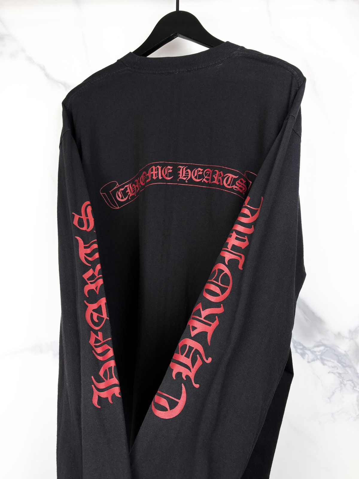 Chrome Hearts Chrome Hearts Vintage Red Spellout Sleeve Longsleeve Tshirt Size US XL / EU 56 / 4 - 2 Thumbnail
