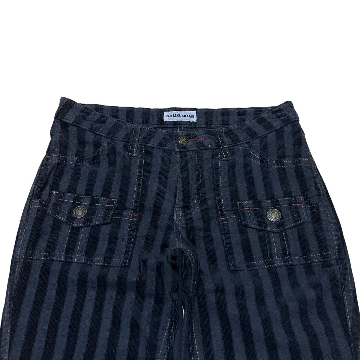 Japanese Brand Stripped Flared Corduroy Pants Camel Road Size US 27 - 2 Thumbnail