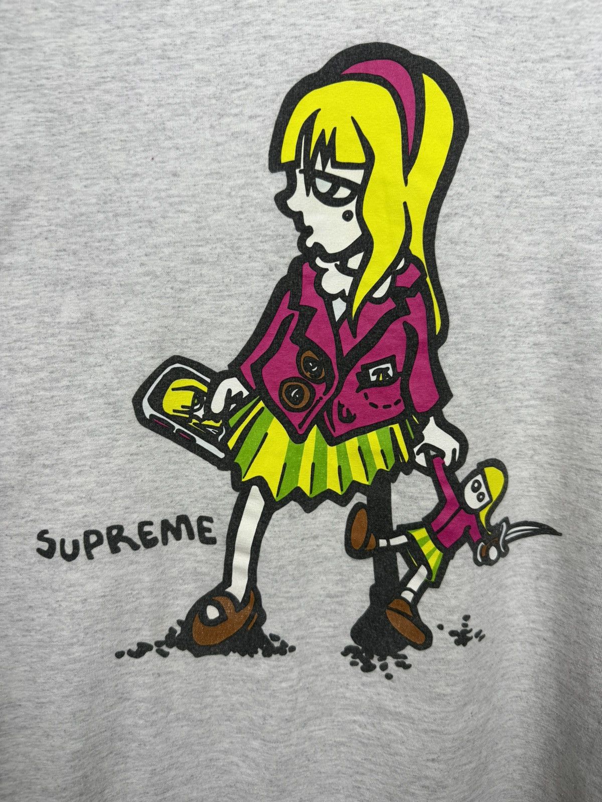 Supreme Supreme Girl Graphic Tee Heather Grey — Size M — Made in USA Size US M / EU 48-50 / 2 - 5 Thumbnail