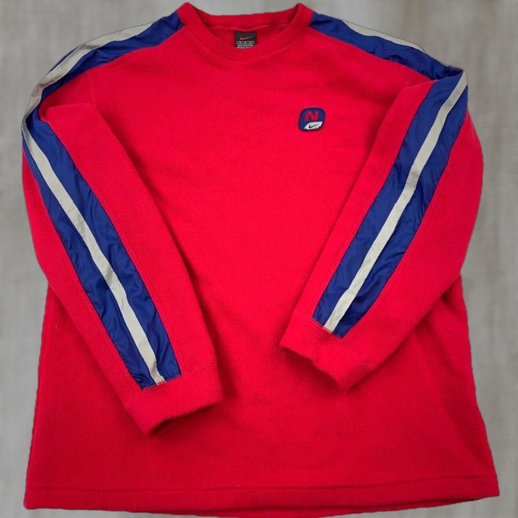 Nike VINTAGE Nike Sweatshirt Men Medium Red Fleece Crewneck Sweater Y2K 2000s Cyber Nike Mens Crew Neck Sweatshirt Red Fleece Size US M / EU 48-50 / 2 - 1 Thumbnail