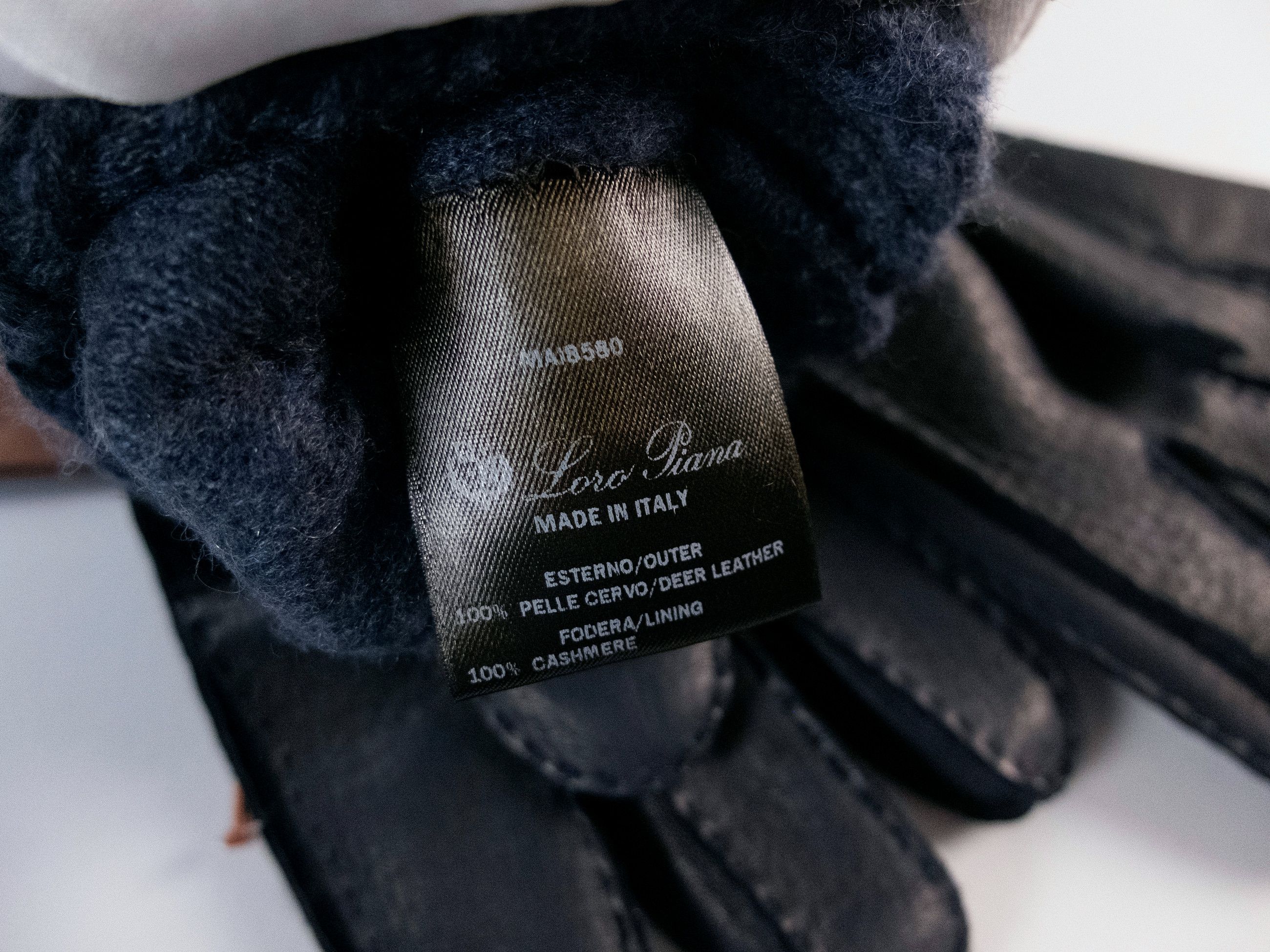 Loro Piana LORO PIANA navy deer leather & baby cashmere gloves Medium Size ONE SIZE - 6 Thumbnail