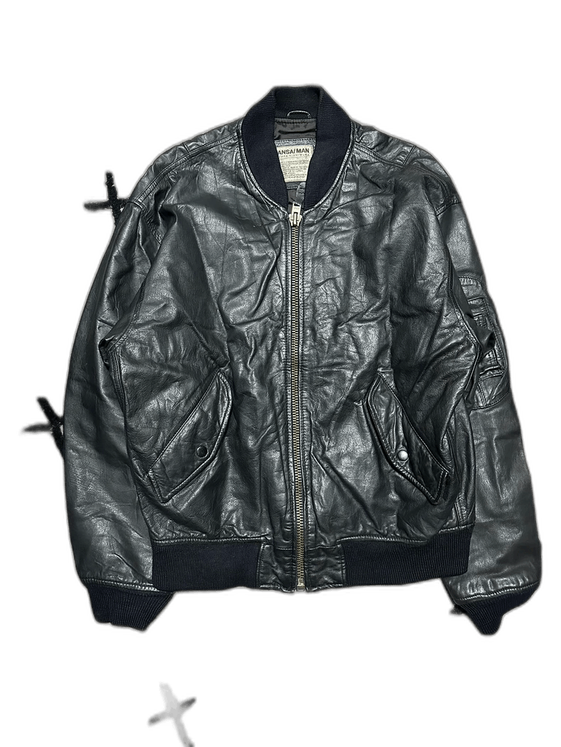 Yohji Yamamoto Kansai Yamamoto 90s Leather Bomber Jacket Size US L / EU 52-54 / 3 - 1 Thumbnail