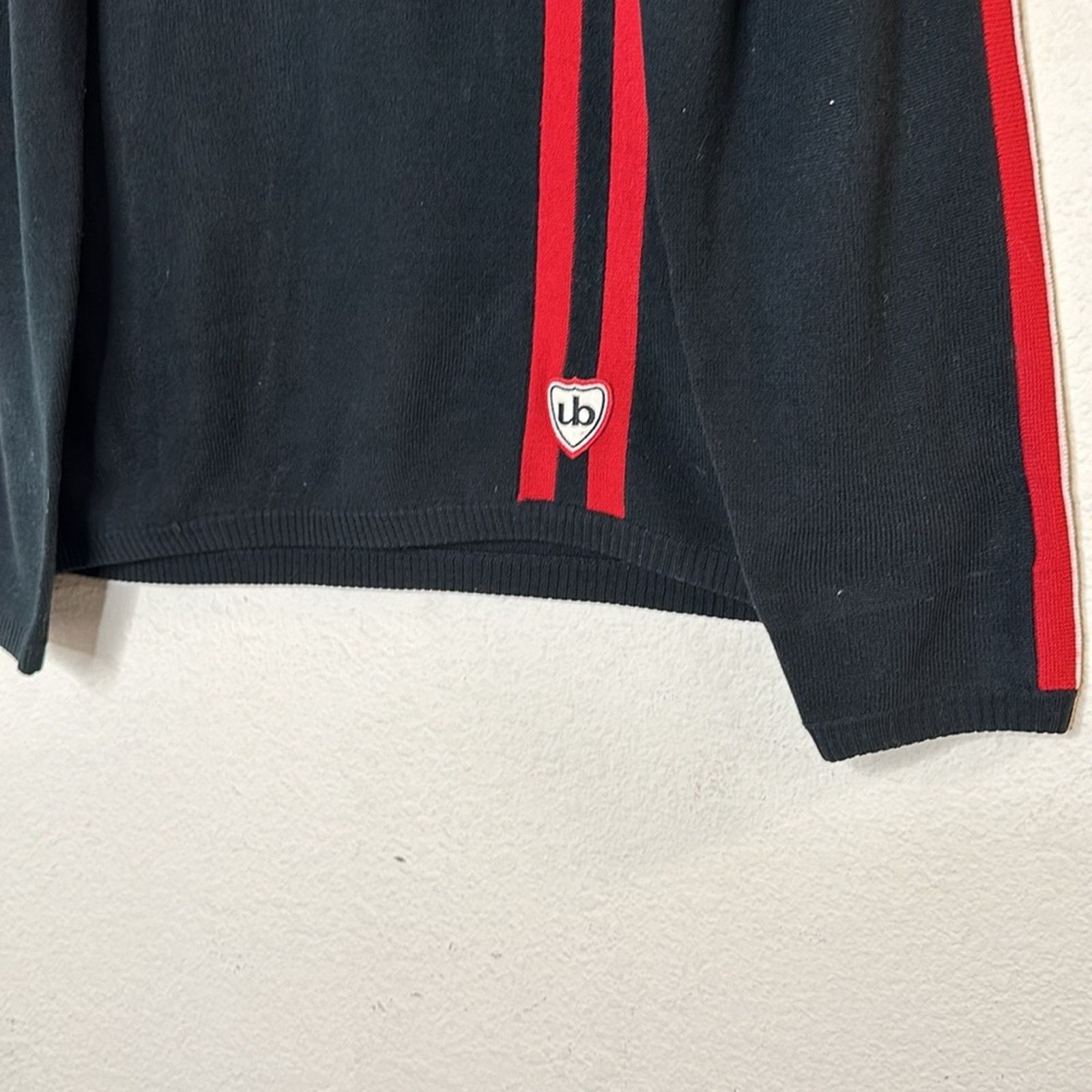 UNIONBAY × Vintage VTG 1990s Union Bay Striped Sweater Black Red Size Large Size US L / EU 52-54 / 3 - 7 Thumbnail