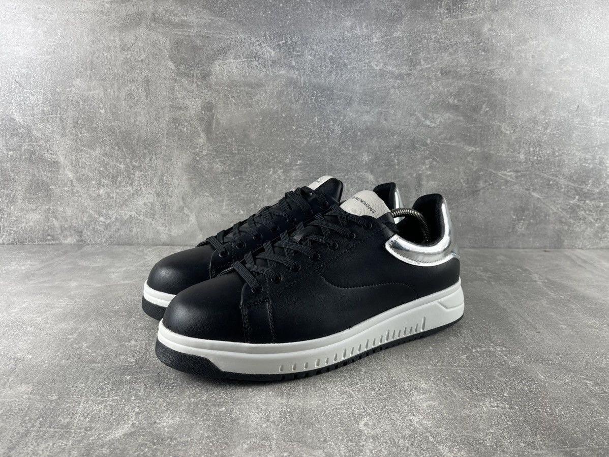 Emporio Armani Emporio Armani NWB Leather Sneakers Black Silver 2019-20 Size US 11 / EU 44 - 1 Thumbnail