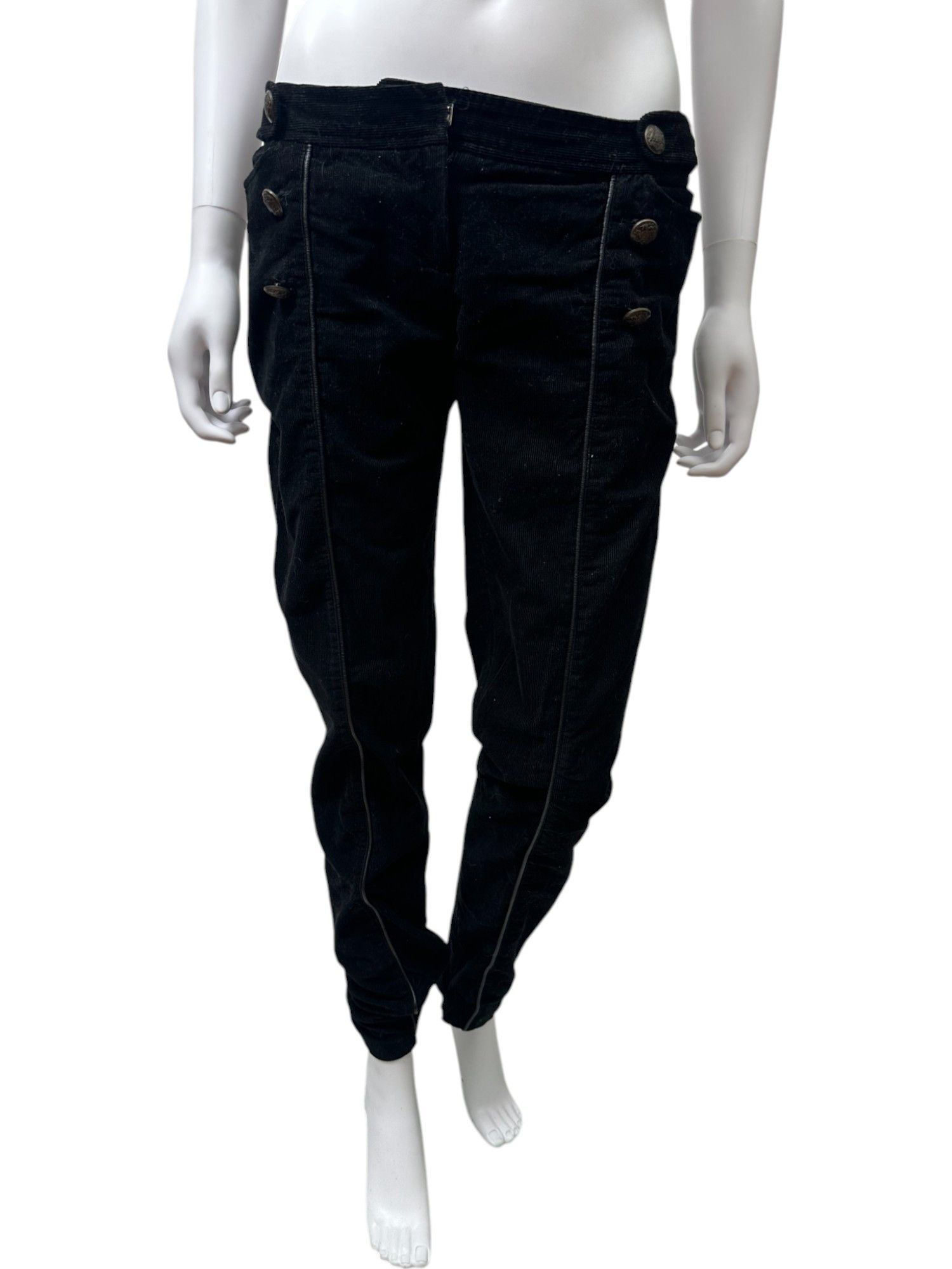 Dolce & Gabbana Buttoned Velvet Black Pants Size 28" / US 6 / IT 42 - 1 Thumbnail