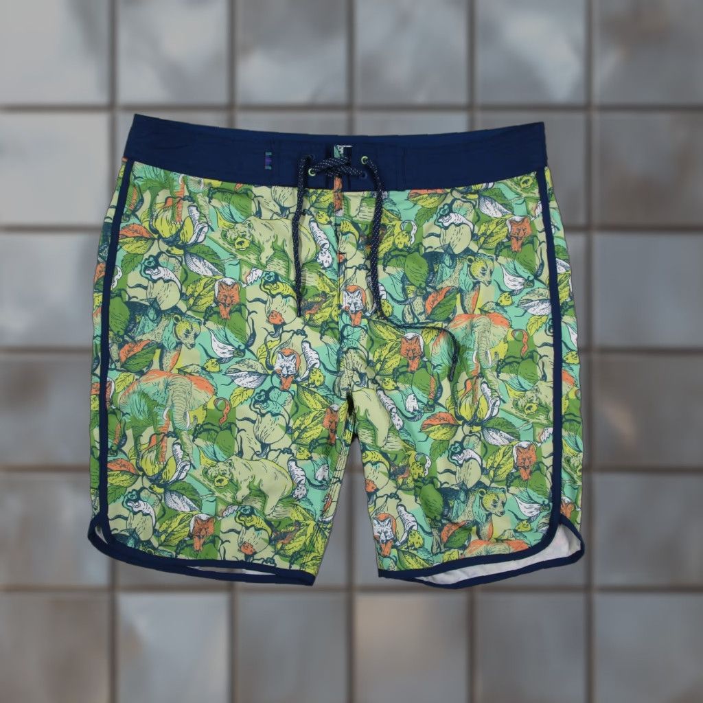 Vintage William Murray Shorts Mens 34 Green AOP Animals 8" Swim Trunks Resort Size US 34 / EU 50 - 1 Thumbnail
