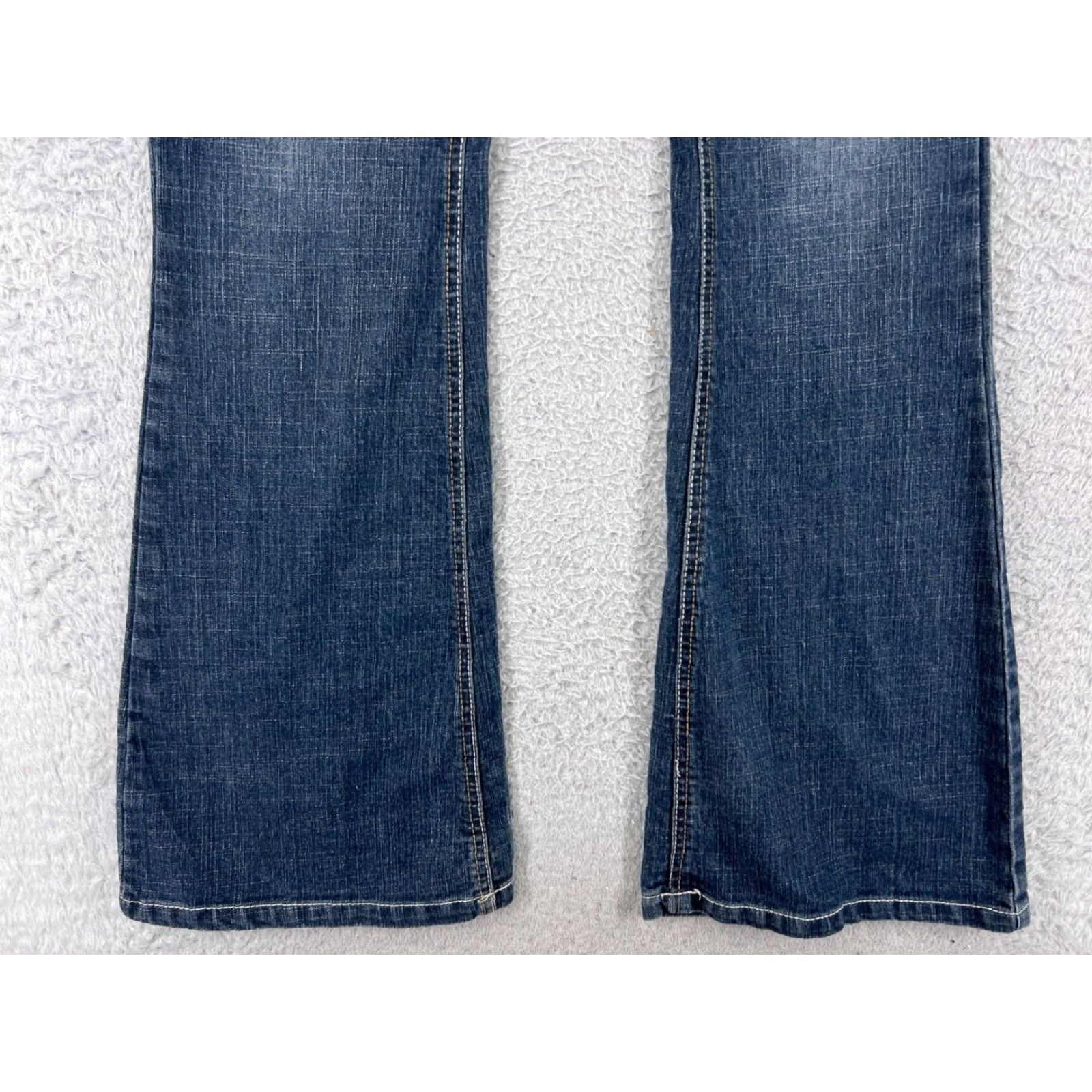 Denime SO Brand Women's Flared Jeans Size 7 Blue Cotton Medium Wash Low Rise Fashion Size 28" / US 6 / IT 42 - 4 Thumbnail