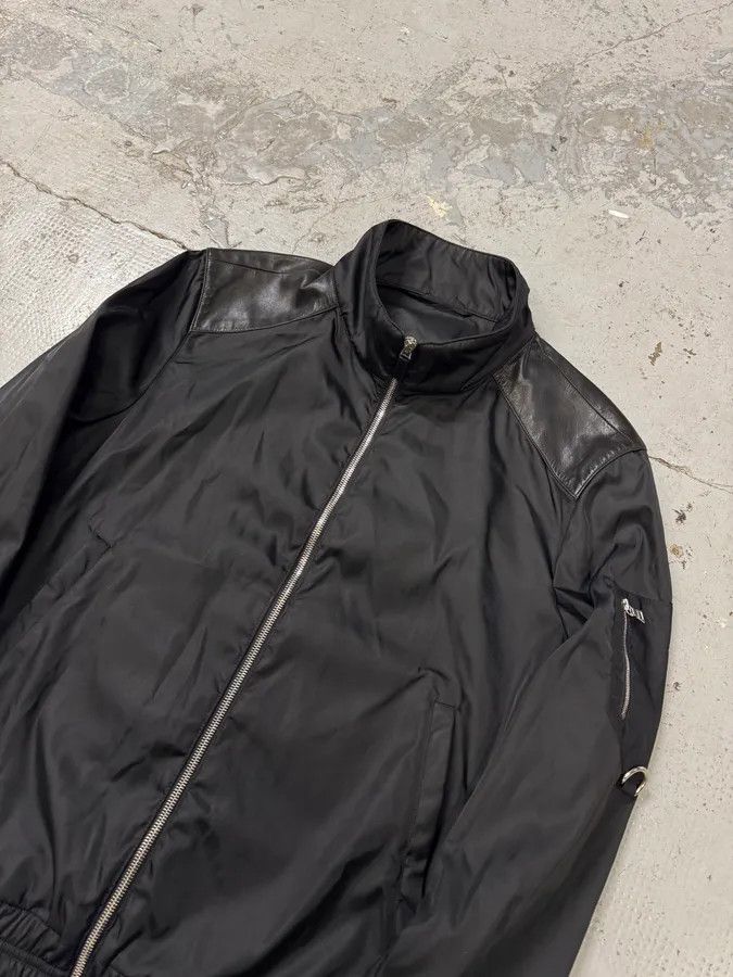 Designer × Prada × Vintage AW2009 Prada Black Leather & Nylon Hybrid Jacket Size US L / EU 52-54 / 3 - 4 Thumbnail