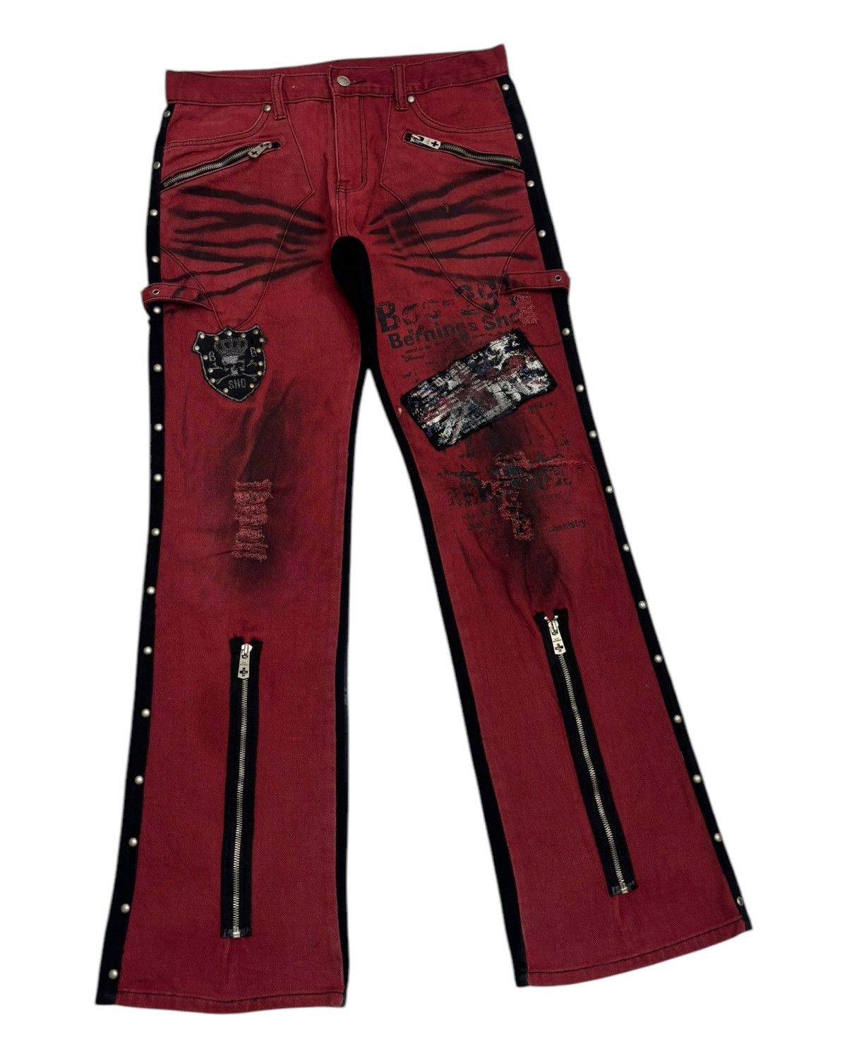 Tornado Mart 🔥BERNING SHO PUNK GOTHIC ZIPPER DISTRESSED DENIM JEANS Size US 32 / EU 48 - 3 Thumbnail
