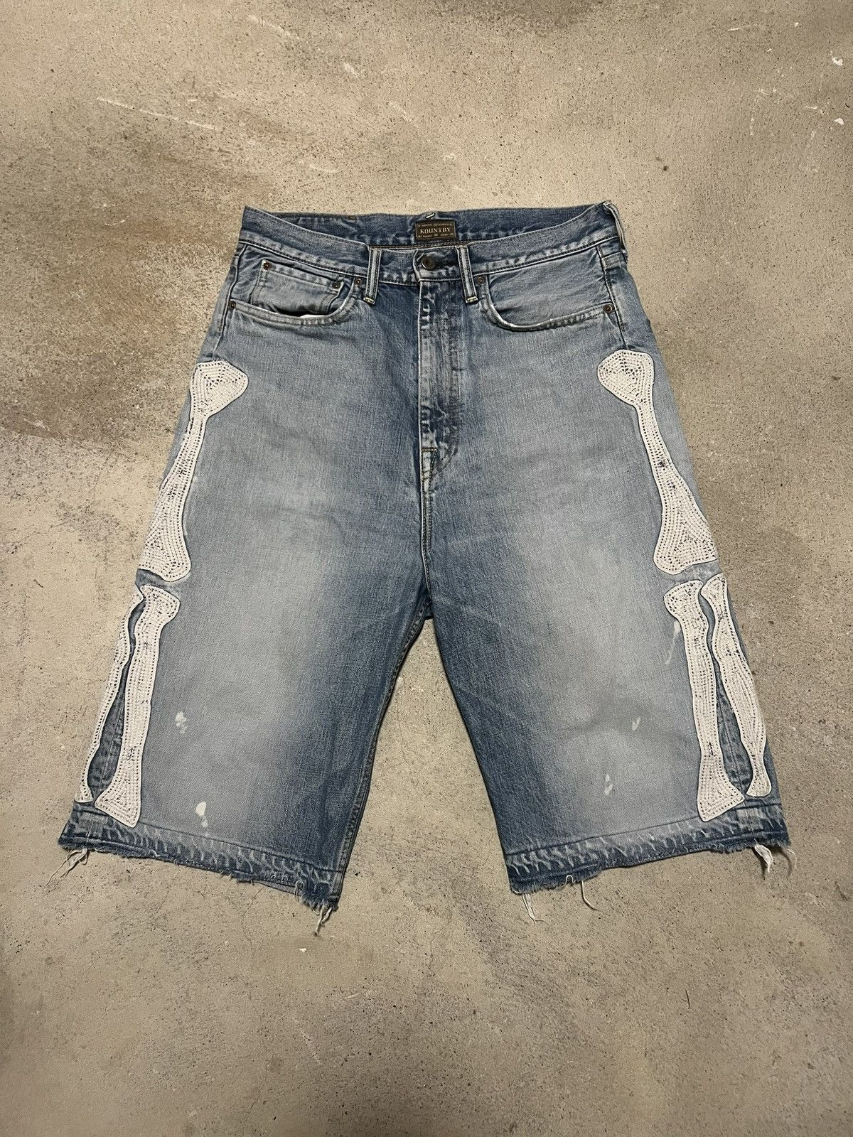 Kapital Kountry Kapital Kountry Skeleton Denim Shorts Size US 32 / EU 48 - 1 Thumbnail