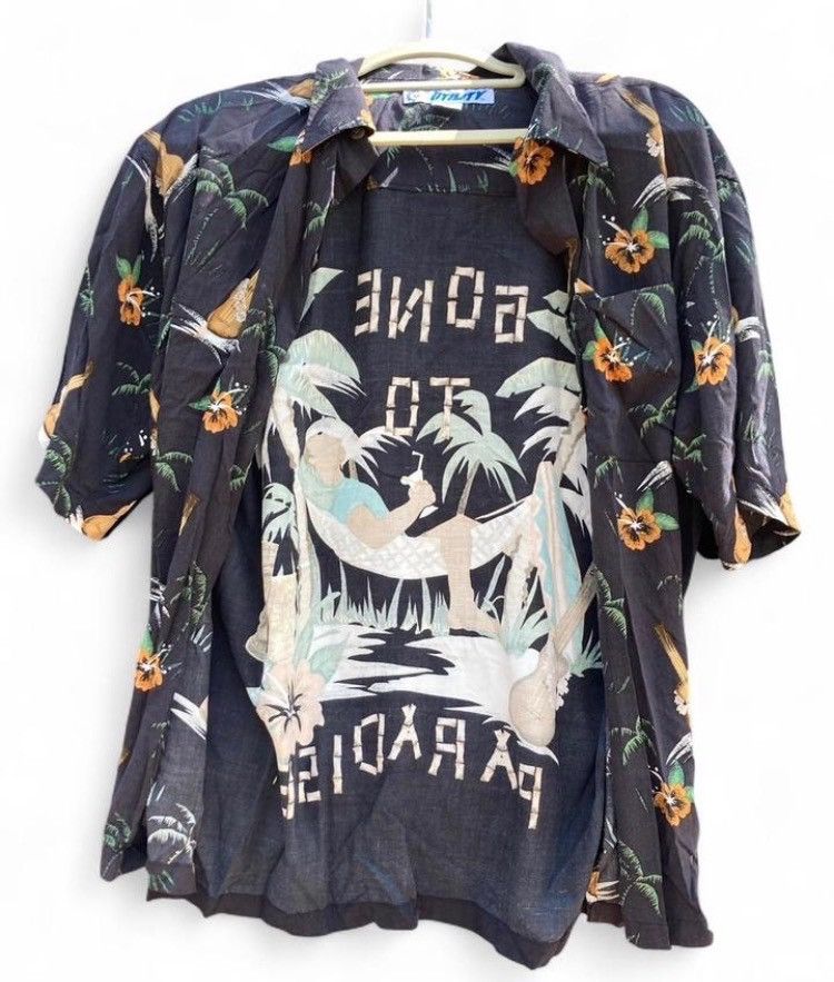 Vintage Vintage Hawaiian Shirt Black Flowered w/ Back Print M Aloha Size US M / EU 48-50 / 2 - 6 Thumbnail
