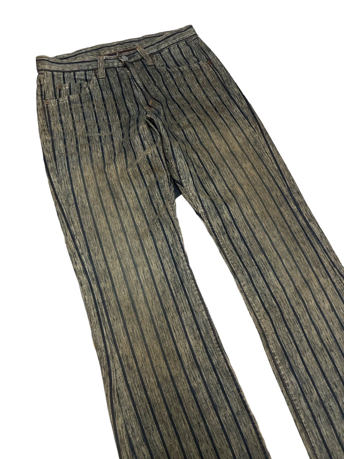 Hysteric Glamour FLARED🔥BLUE WAY STRIPED GRUNGE DISTRESSED DENIM PANT Size US 29 - 6 Thumbnail
