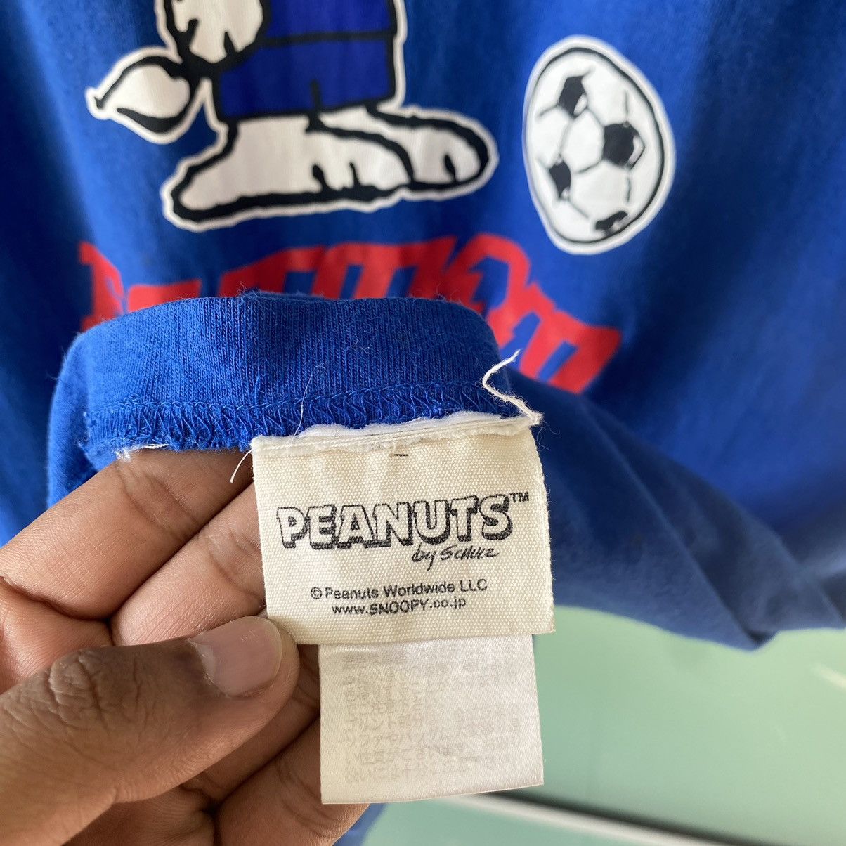 Peanuts 💥 SICK💥 VINTAGE Faded Y2K J. League x Snoopy ERD GRUNGE T Size US L / EU 52-54 / 3 - 6 Thumbnail