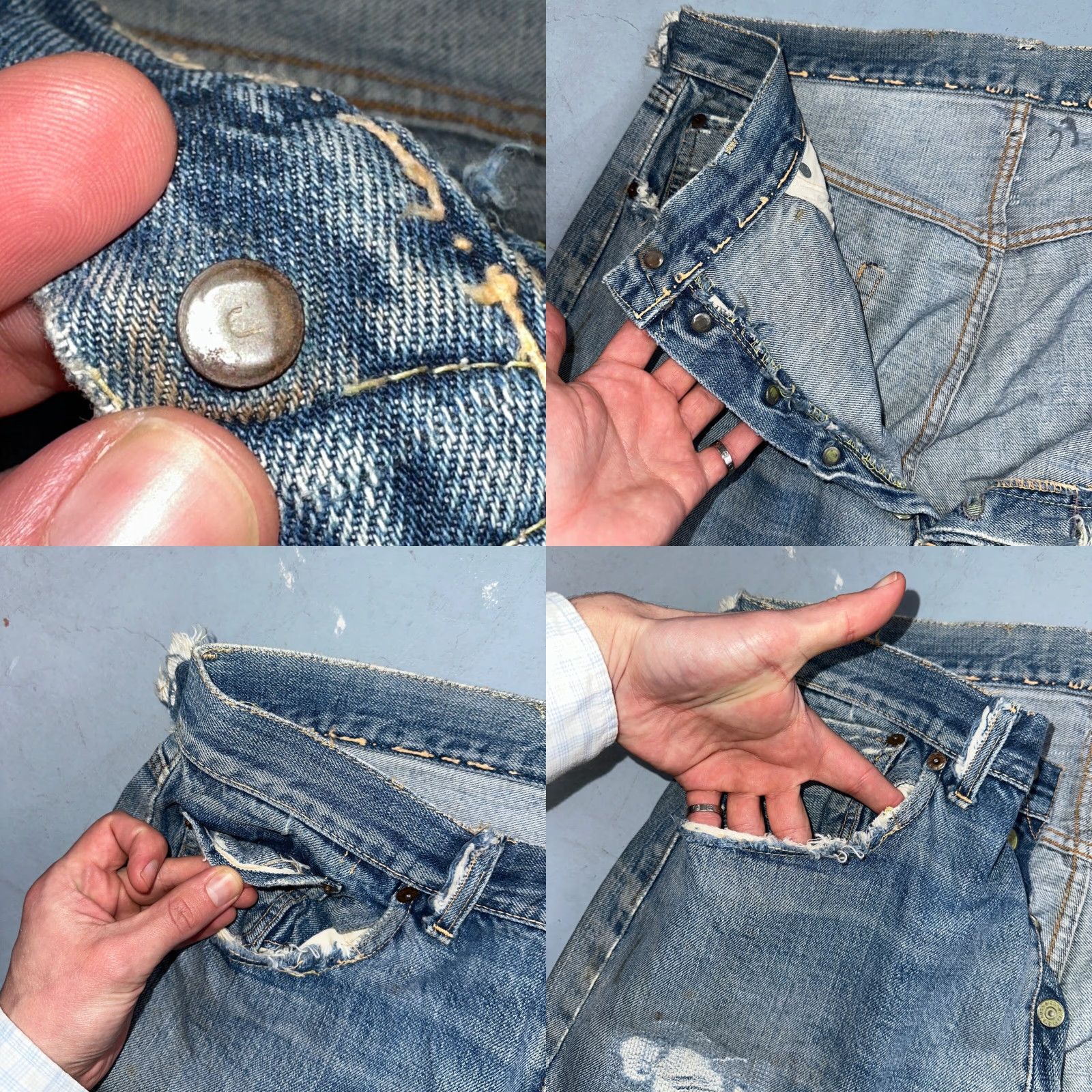 Levi's VINTAGE Levi's 501 XX Jeans Big E Redline Selvedge USA 1960s 66 Act 34x28 Blue Denim Jeans Men's Regular 34 Inseam Stonewash Distressed Button Fly Size US 34 / EU 50 - 8 Thumbnail