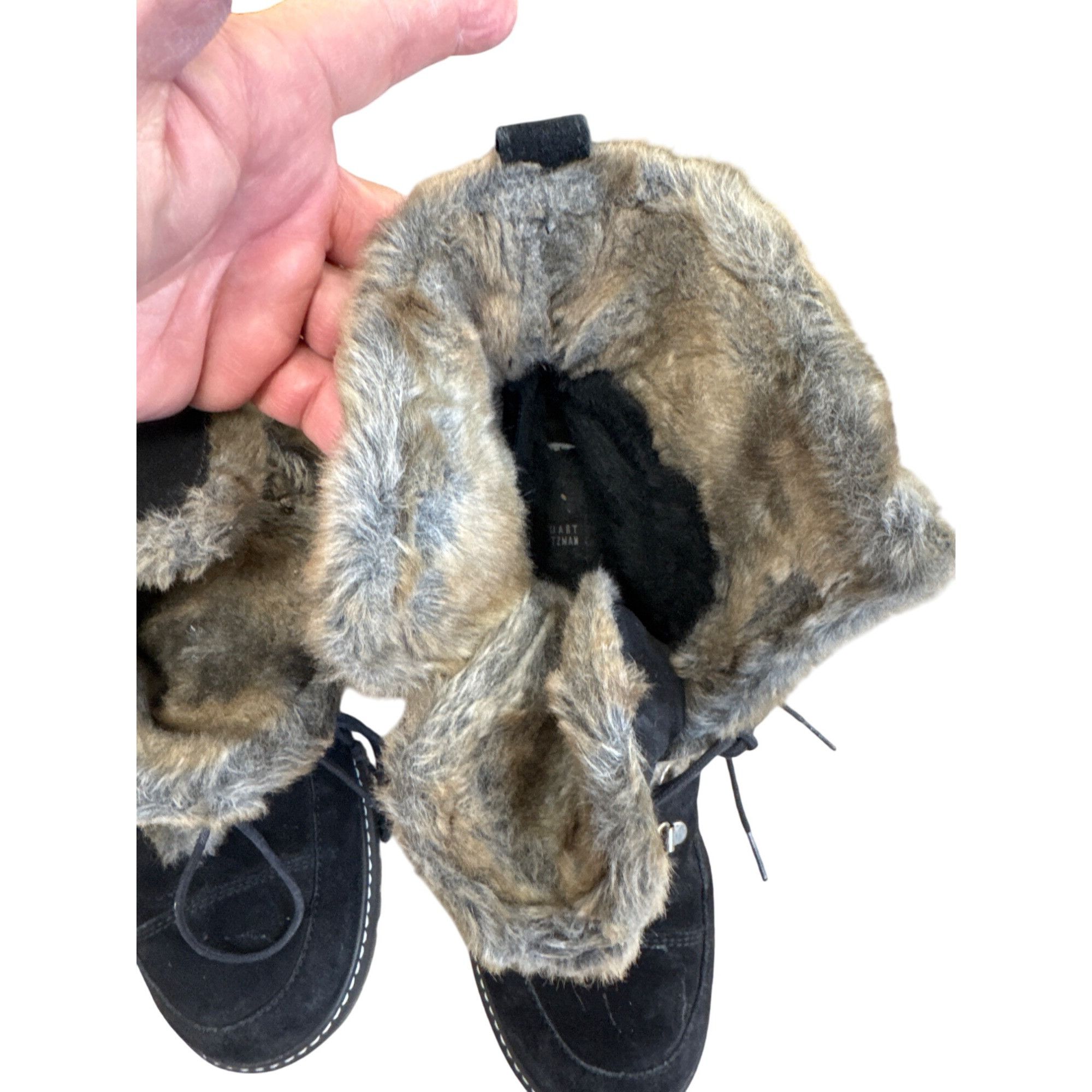 Stuart Weitzman Stuart Weitzman Womens Black Suede Fur-Lined Boots Size 8.5M Size US 8.5 / IT 38.5 - 11 Thumbnail