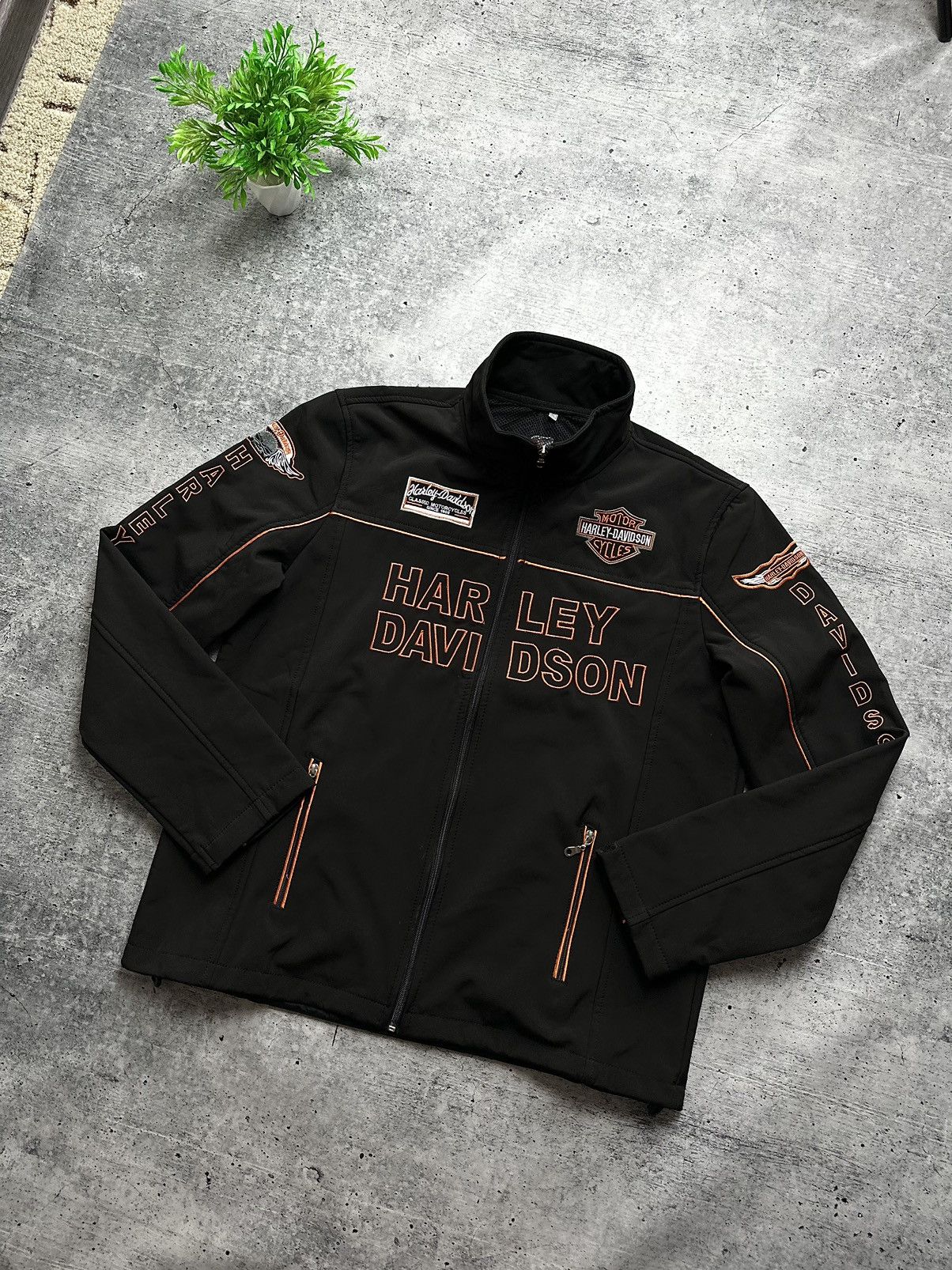 Harley Davidson Vintage Harley Davidson Motorcycle Softshell Jacket! Size US M / EU 48-50 / 2 - 2 Thumbnail