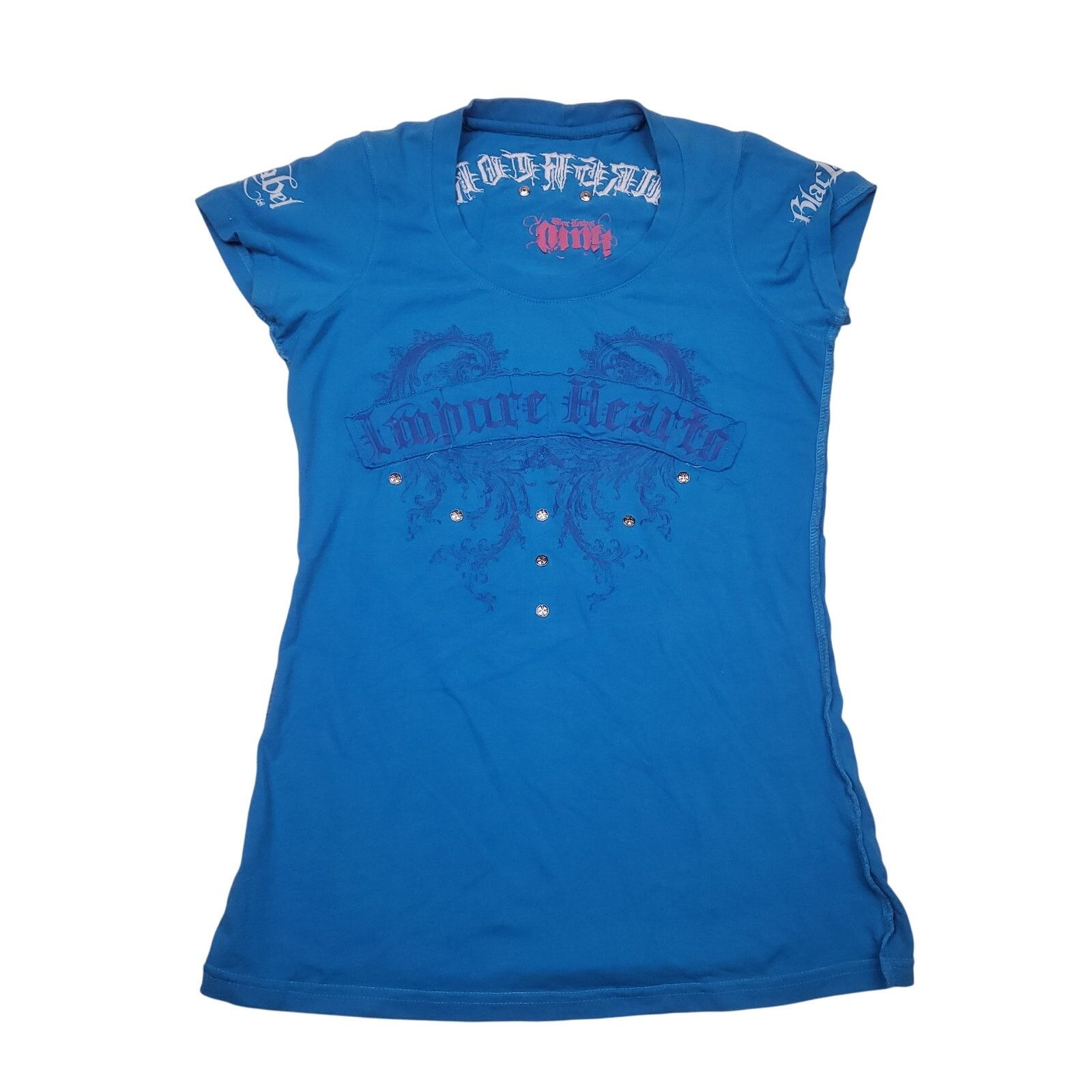 Vintage Vintage y2k Blac Label Pink Impure Hearts Womens studded Top Size M / US 6-8 / IT 42-44 - 1 Thumbnail