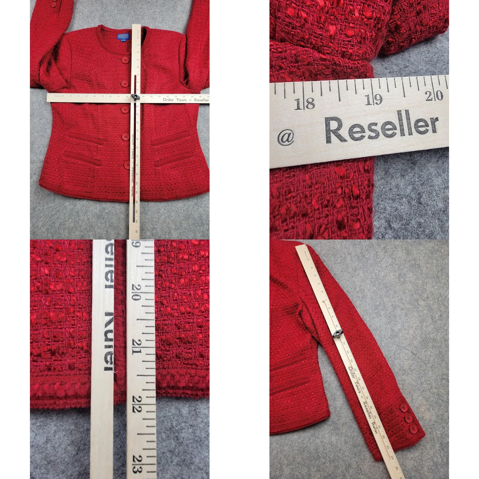 Pendleton Pendleton Blazer Womens 12 Red Tweed Lined Button Front Classic Jacket Blazer Business Casual Workwear Womens Regular Front Pockets Size XL / US 12-14 / IT 48-50 - 9 Thumbnail