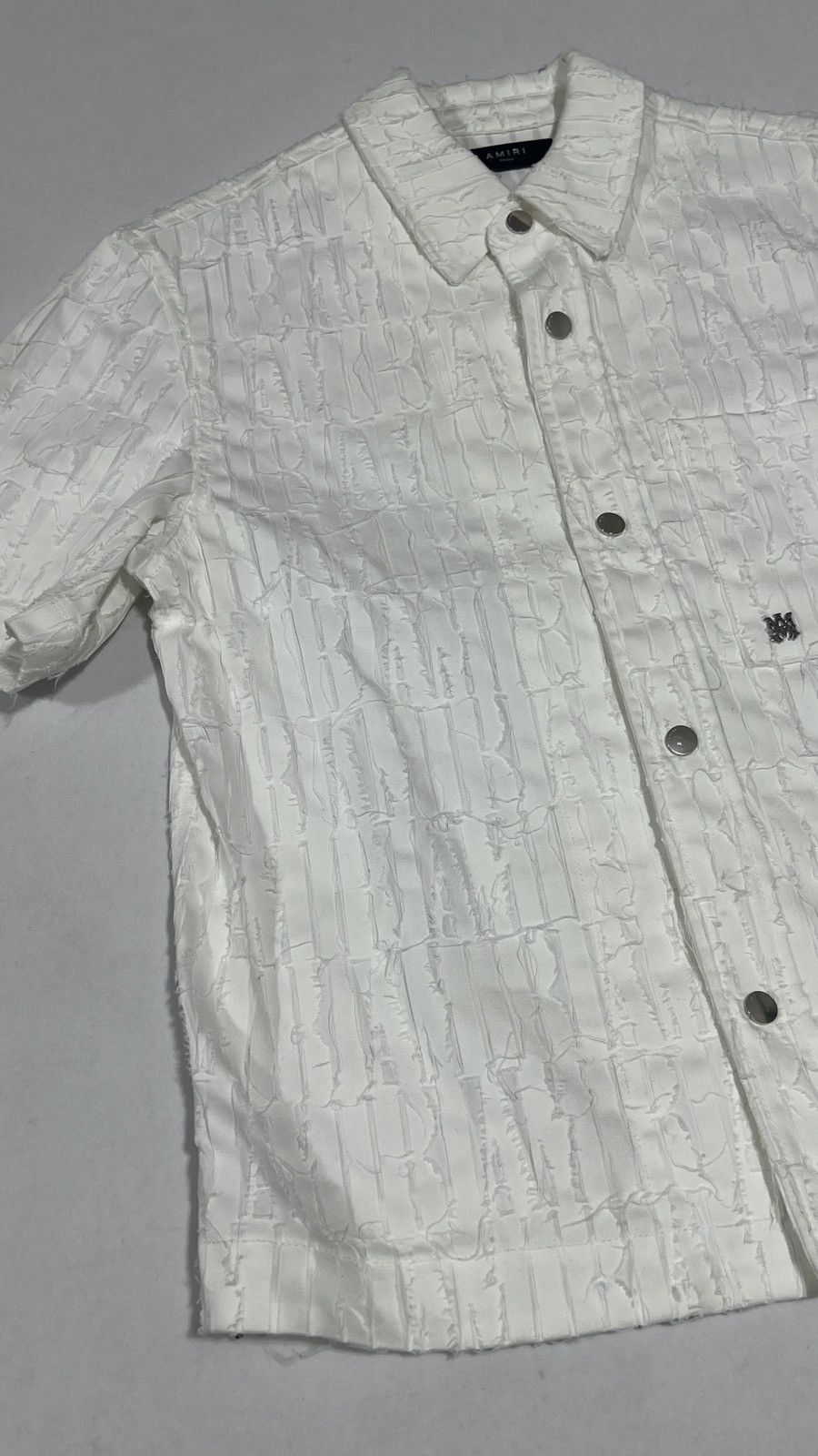 Amiri Amiri Logo Frayed White Button Up Size US S / EU 44-46 / 1 - 2 Thumbnail