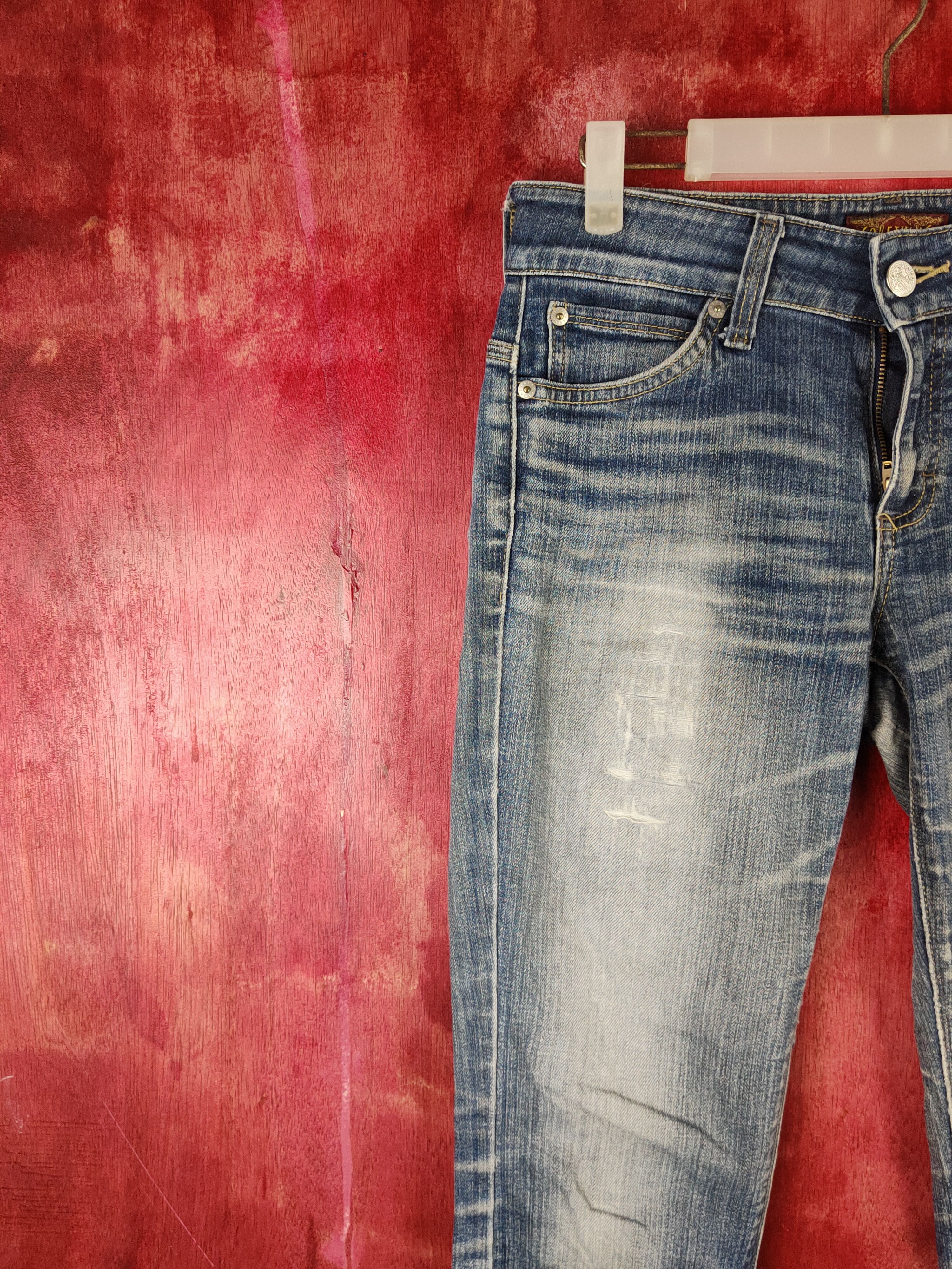 Edwin Something - Edwin Blue Faded Distressed Ripped Jeans #S1808 Size 29" - 3 Thumbnail