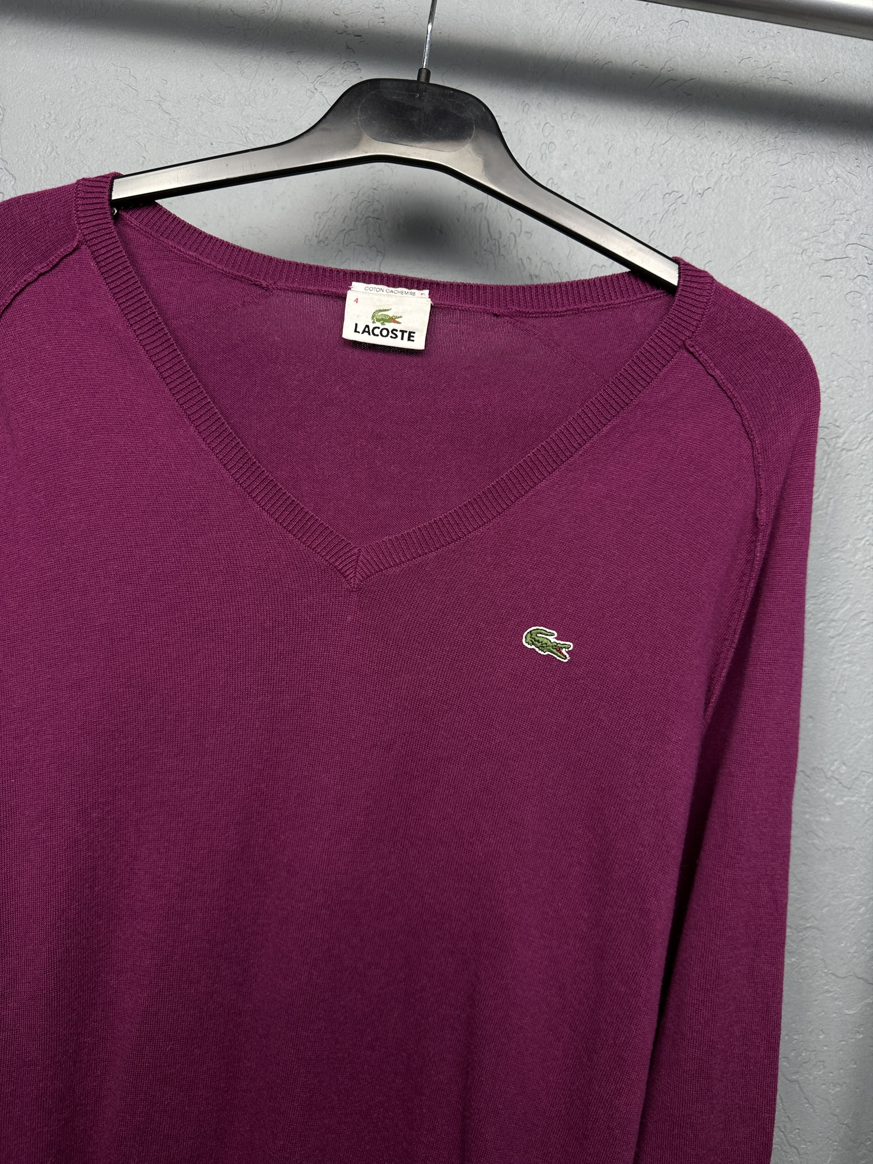 Lacoste Lacoste Vintage Mens V-Neck Sweater Size US M / EU 48-50 / 2 - 2 Thumbnail