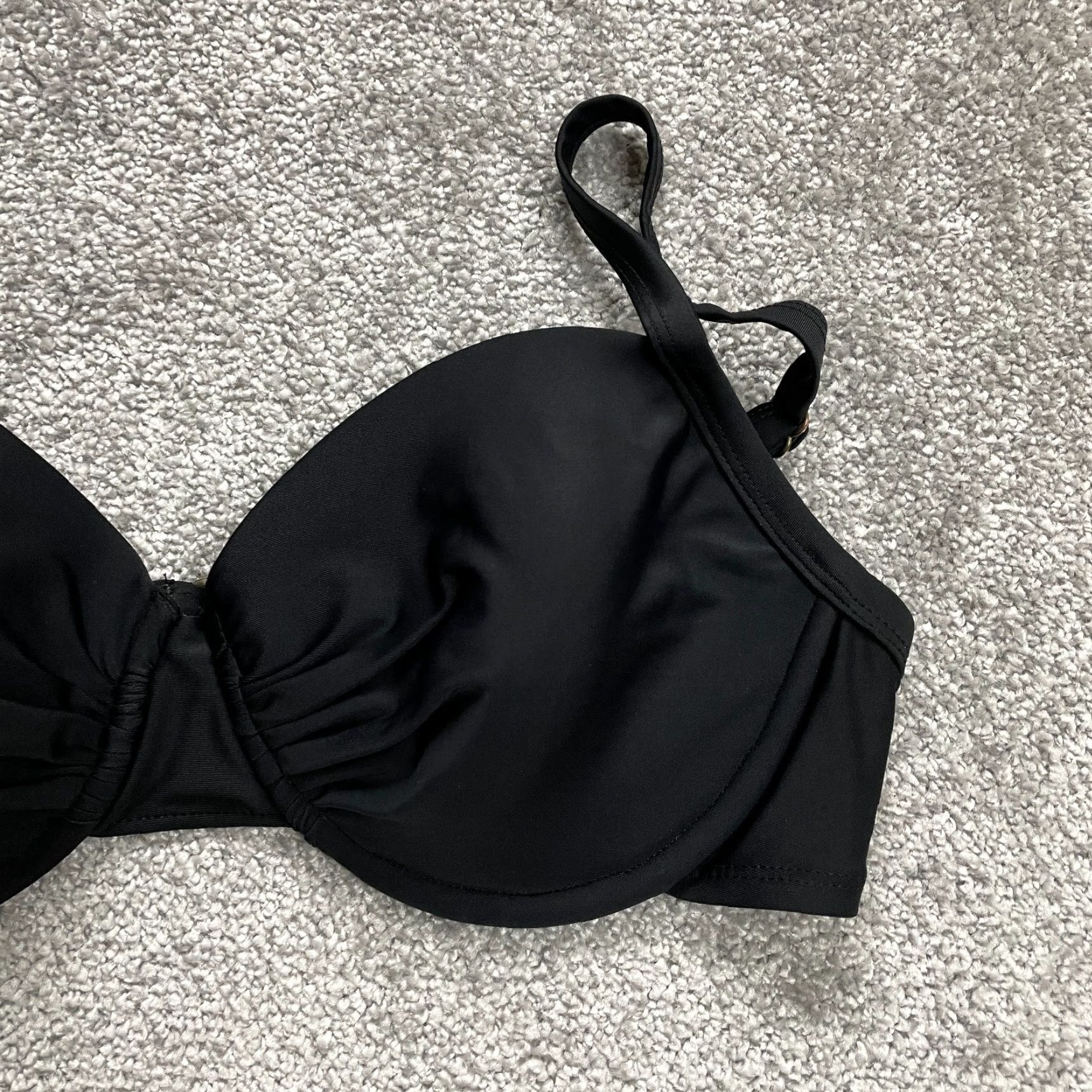 Merona VINTAGE Merona Bikini Top Womens Medium Black Spaghetti Strap Summer Beach Swimsuit Women Size M / US 6-8 / IT 42-44 - 4 Thumbnail