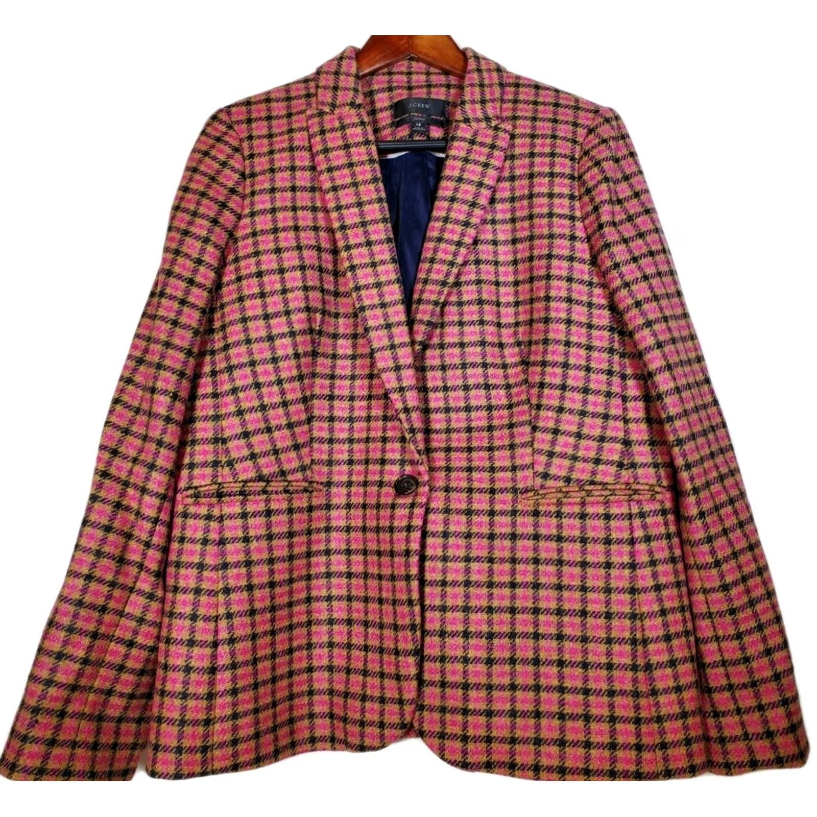 J.Crew J. Crew Parke Plaid English Moon Houndstooth 100% Wool Blazer Jacket Women's 14 Size XL / US 12-14 / IT 48-50 - 4 Thumbnail