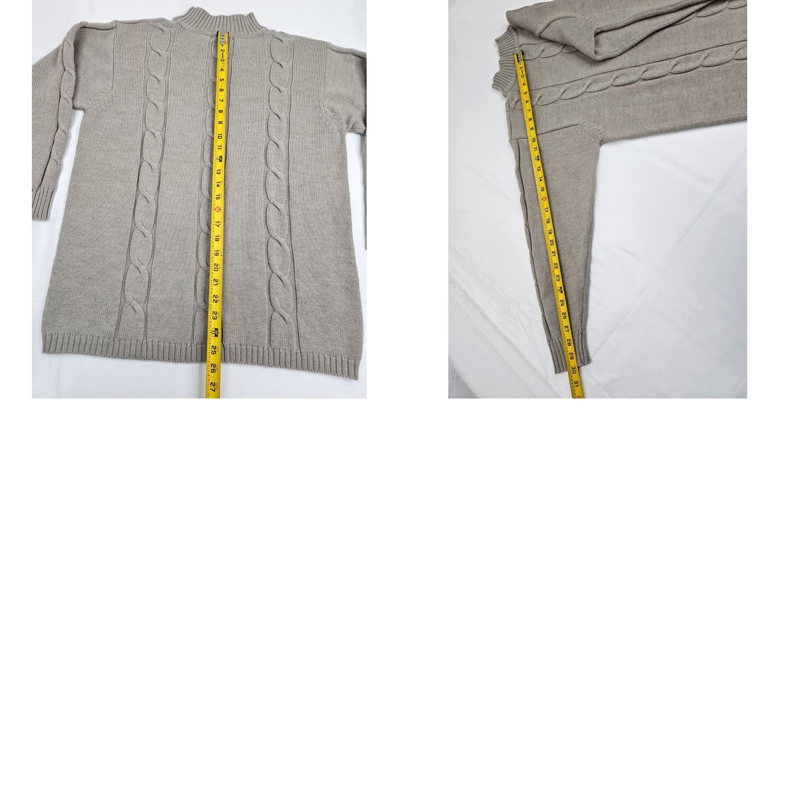 Liz Claiborne VINTAGE Liz Claiborne Merino Wool Blend Knit Sweater Women M Beige Fisherman EUC Size M / US 6-8 / IT 42-44 - 8 Thumbnail