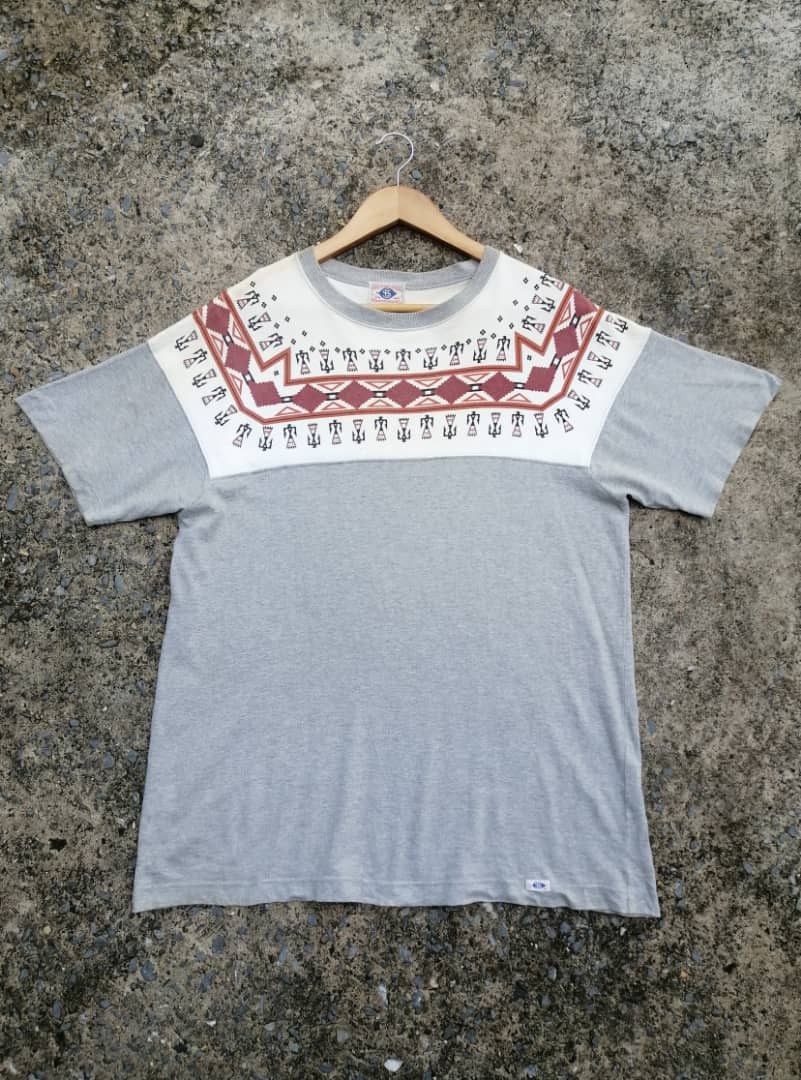 Japanese Brand Pherrow's Bros Stormy Blue Navajo Tee Size US M / EU 48-50 / 2 - 1 Thumbnail