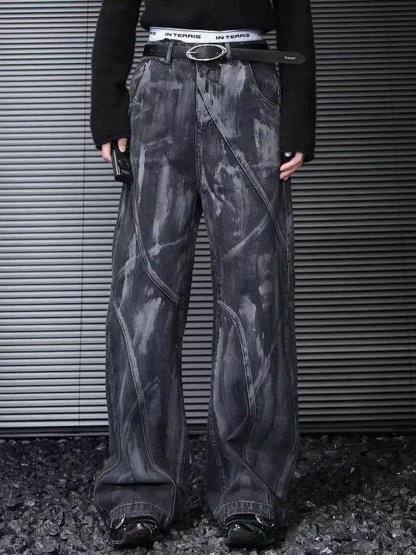 Japanese Brand VIBE Painted heavy-duty deconstructed washed baggy jeans Size US 32 / EU 48 - 4 Thumbnail