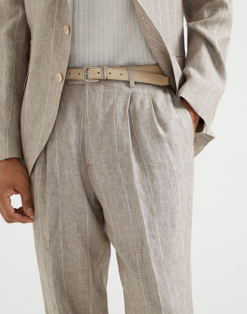 Brunello Cucinelli o1la1rc1a0326 Linen Stripe Leisure Fit Trousers Multicolor Size US 36 / EU 52 - 3 Thumbnail