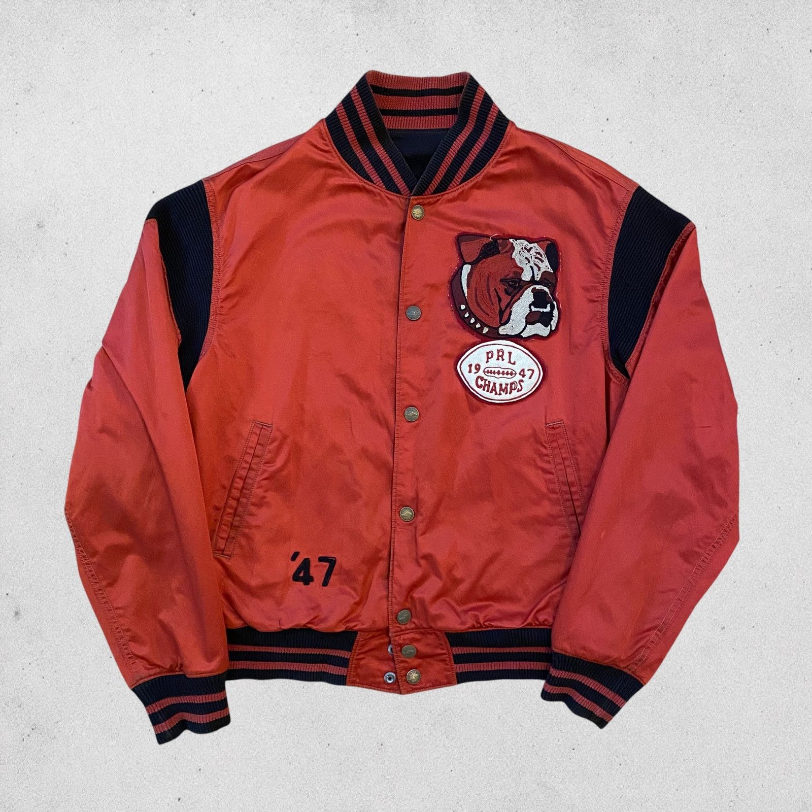 Polo Ralph Lauren × Vintage Polo Ralph Lauren Satin Jacket Reversible Bleecker Bulldogs Size US L / EU 52-54 / 3 - 2 Thumbnail