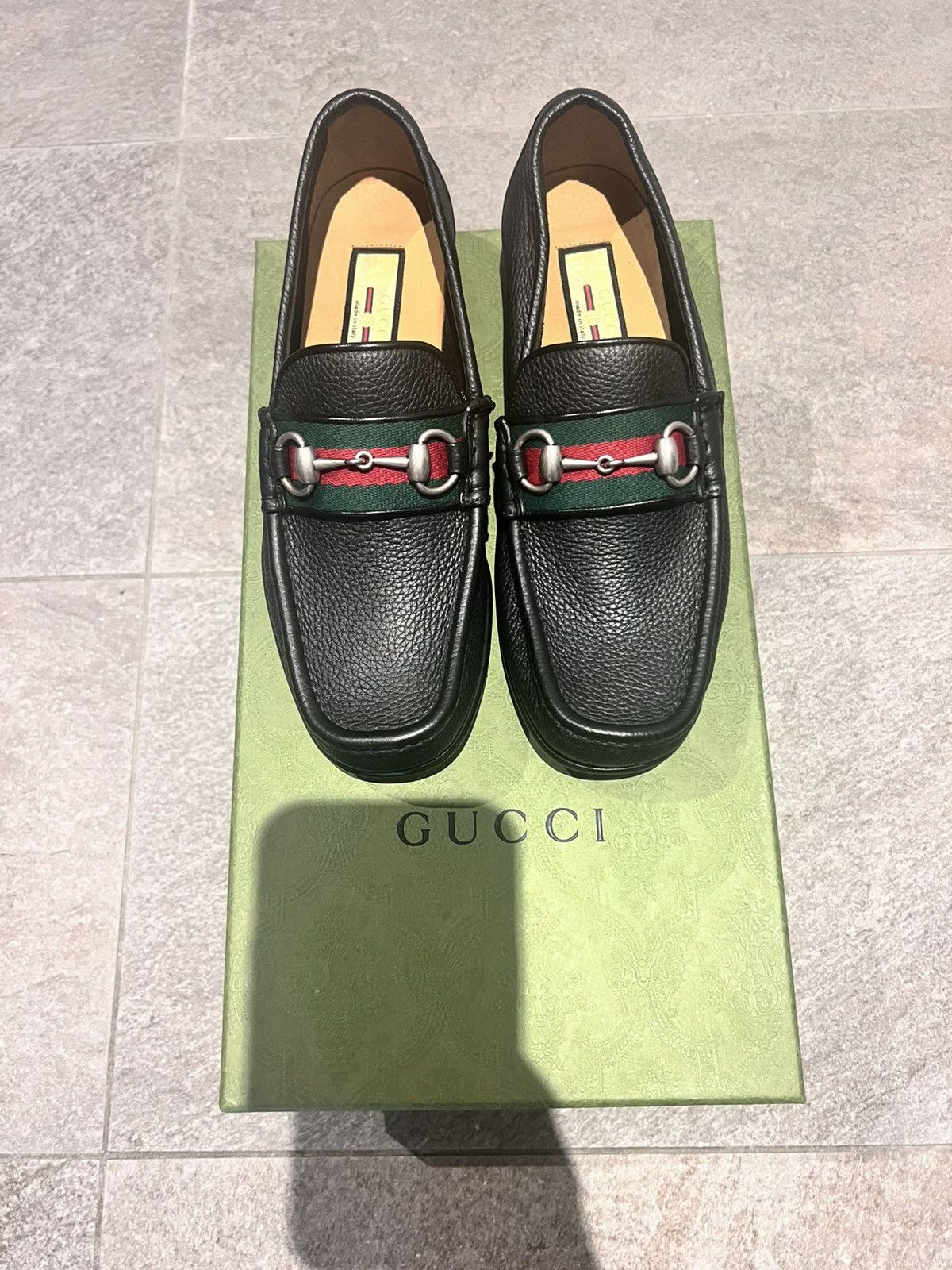 Gucci Gucci Horsebit Black Grain Leather Loafers Size US 6 / EU 39 - 1 Thumbnail