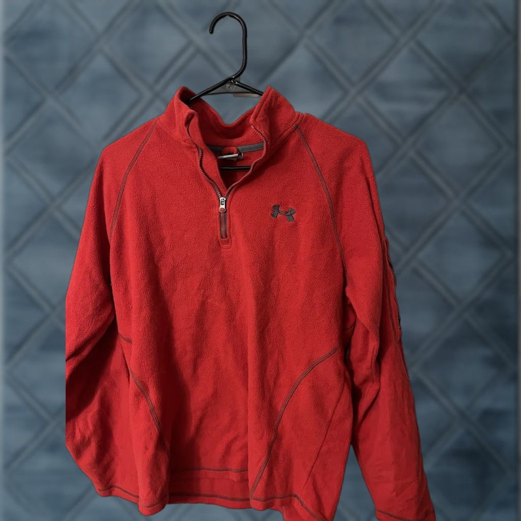 Under Armour Under Armour Sweater Men’s Size Medium 1/4 Zip Red Logo Knit Pullover High Neck All Seasons Vintage: No Size US M / EU 48-50 / 2 - 1 Thumbnail