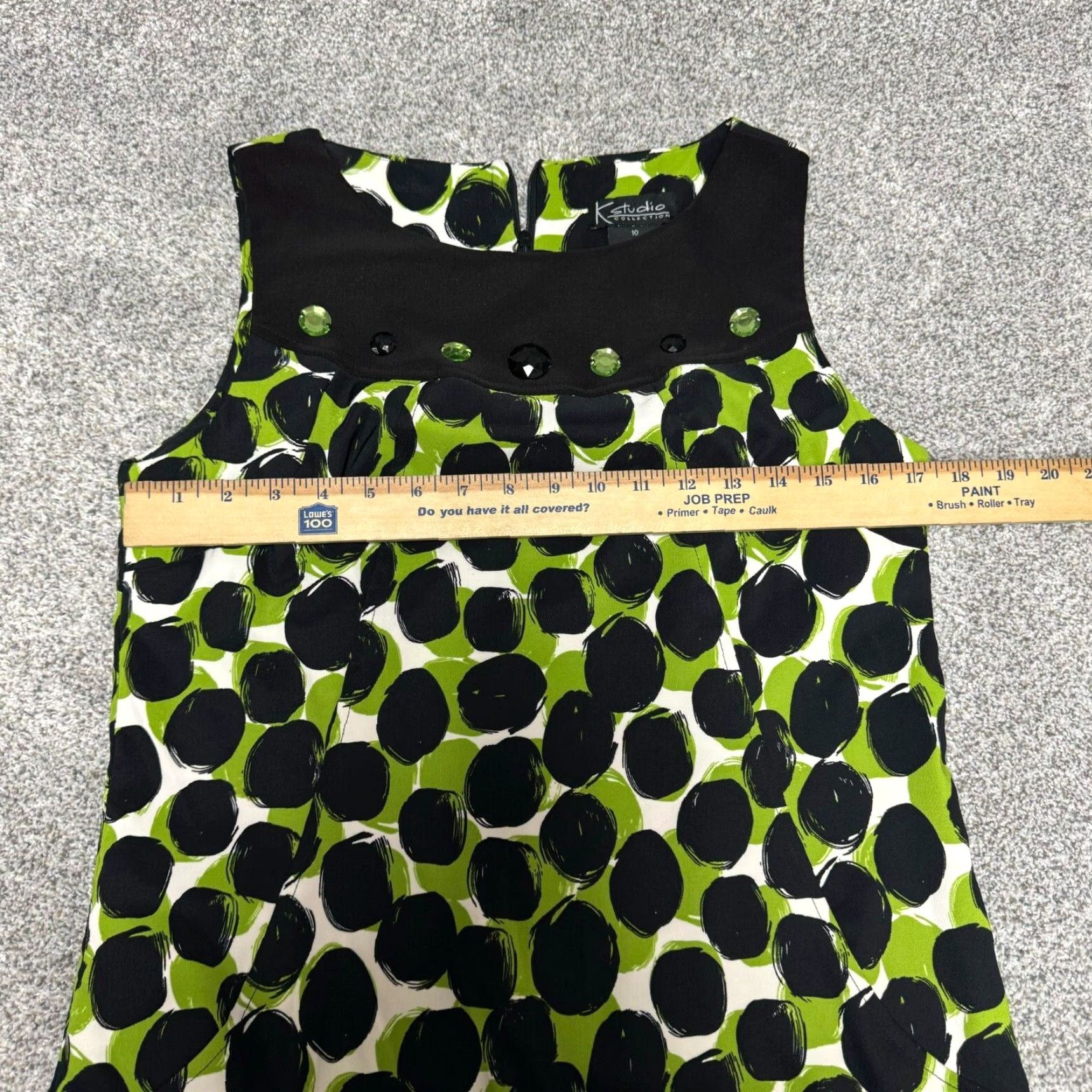Vintage VINTAGE 90s Y2K Does 60s Shift Dress Size 10 Mod Polka Dot Rhinestones Knee Length Green Womens Size L / US 10 / IT 46 - 7 Thumbnail