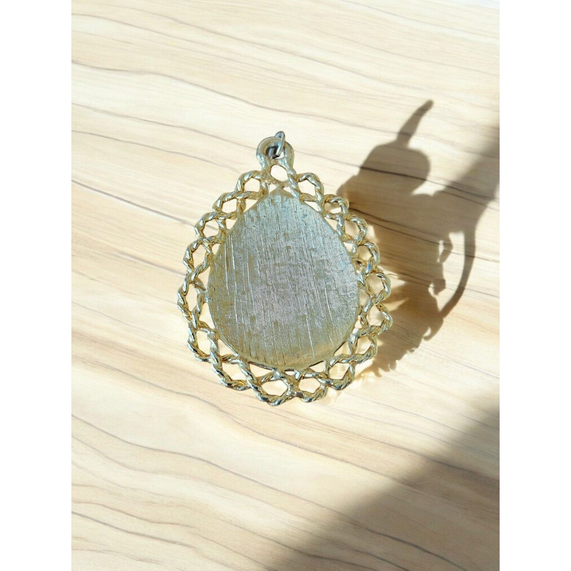 Other Floral Engraved Filigree Border Goldtone Pendant Size ONE SIZE - 4 Thumbnail