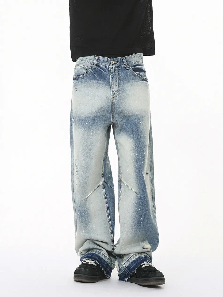 Japanese Brand Retro loose straight leg fringed jeans Size US 32 / EU 48 - 3 Thumbnail