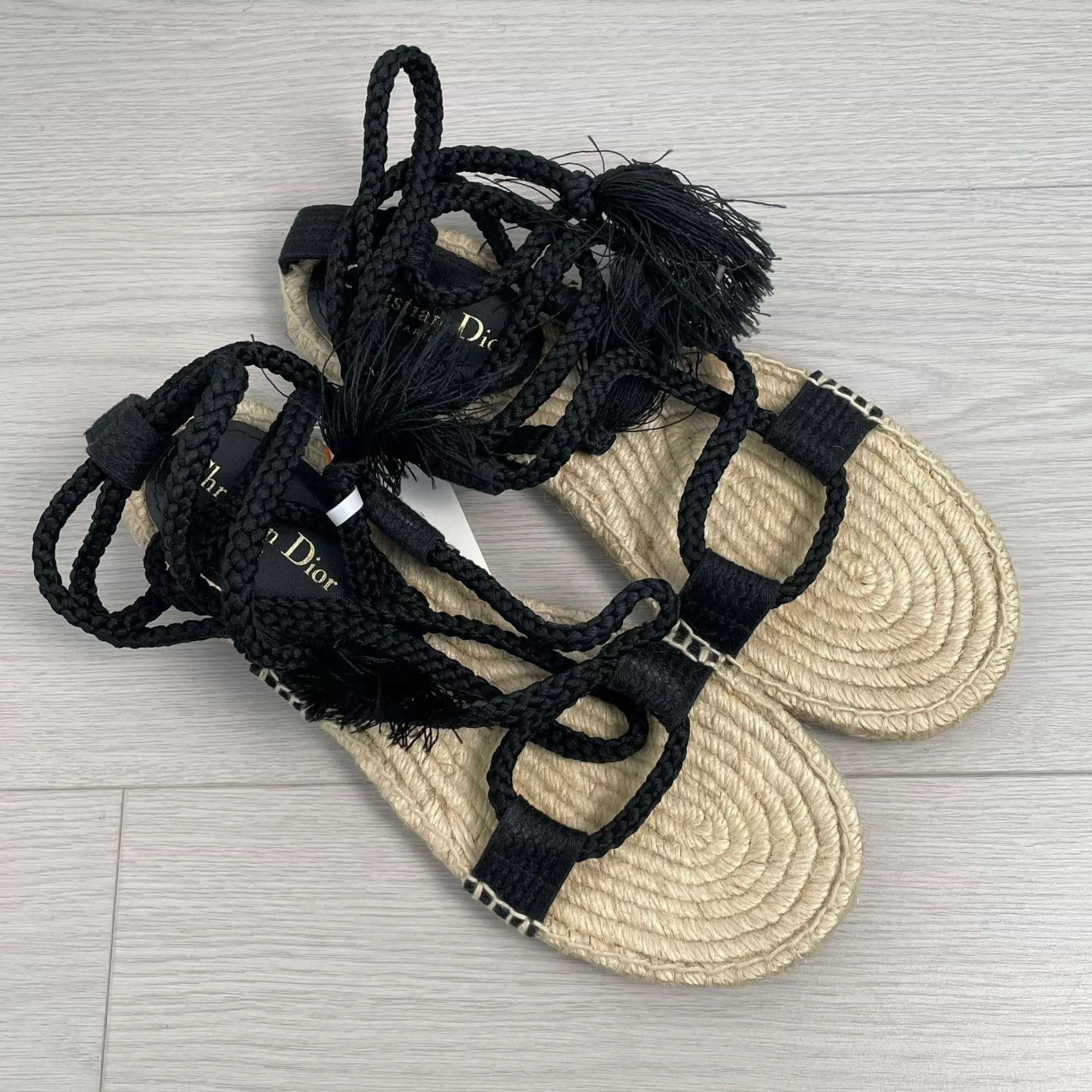 Dior Dior strappy woven black sandals 39 9/10 Size US 8.5 / IT 38.5 - 2 Thumbnail
