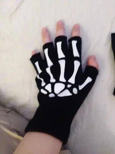 Other Horror Half Finger Skull Skeleton Gloves Size ONE SIZE - 7 Thumbnail