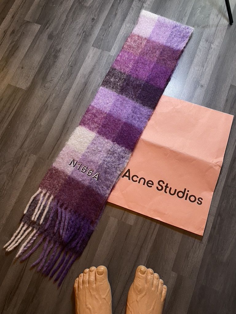 Acne Studios SS2025 Acne Studios Custom Mohair Checked Fringed Scarf Size ONE SIZE - 5 Thumbnail